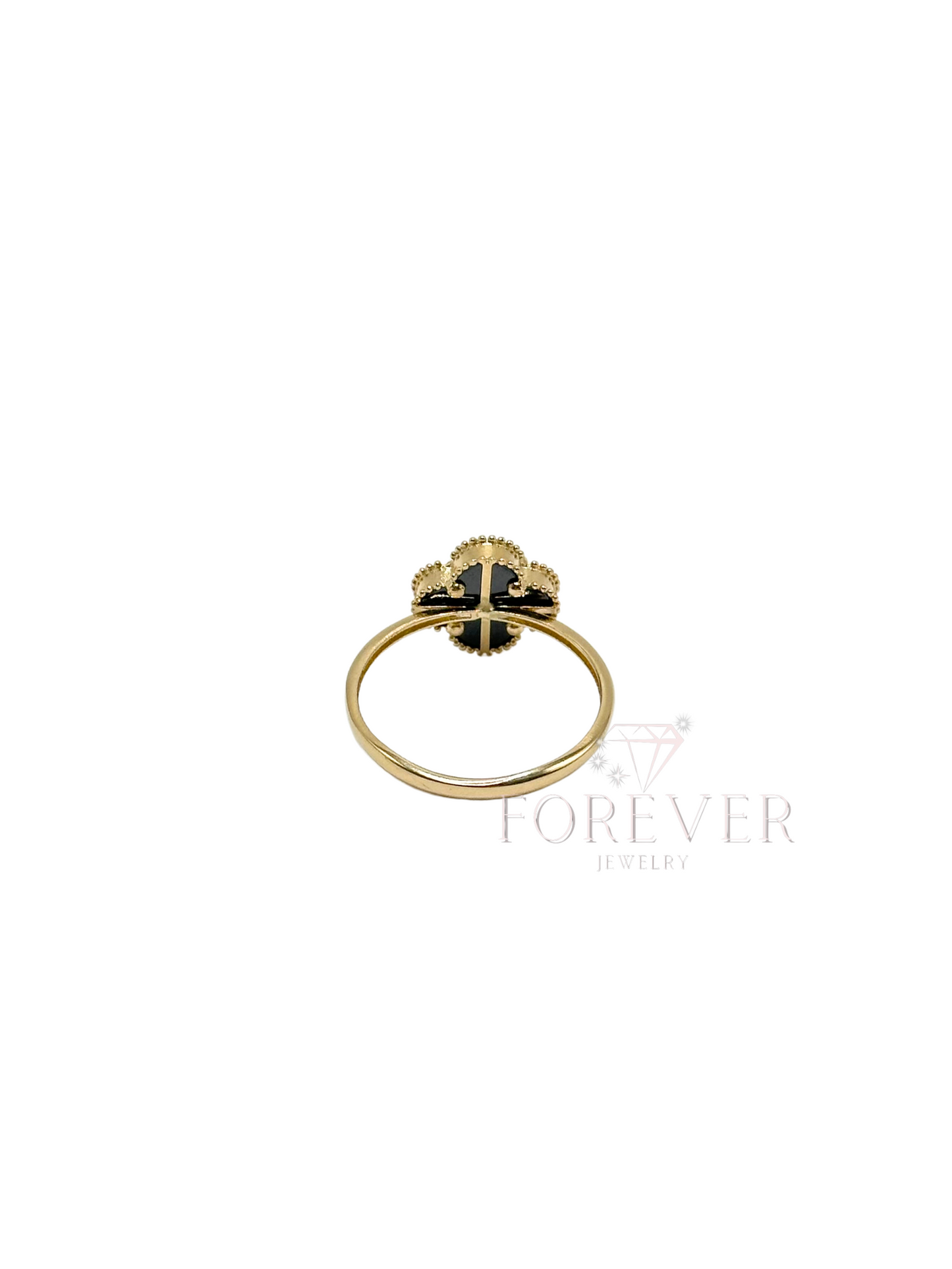 14K GOLD BLACK FLOWER RING