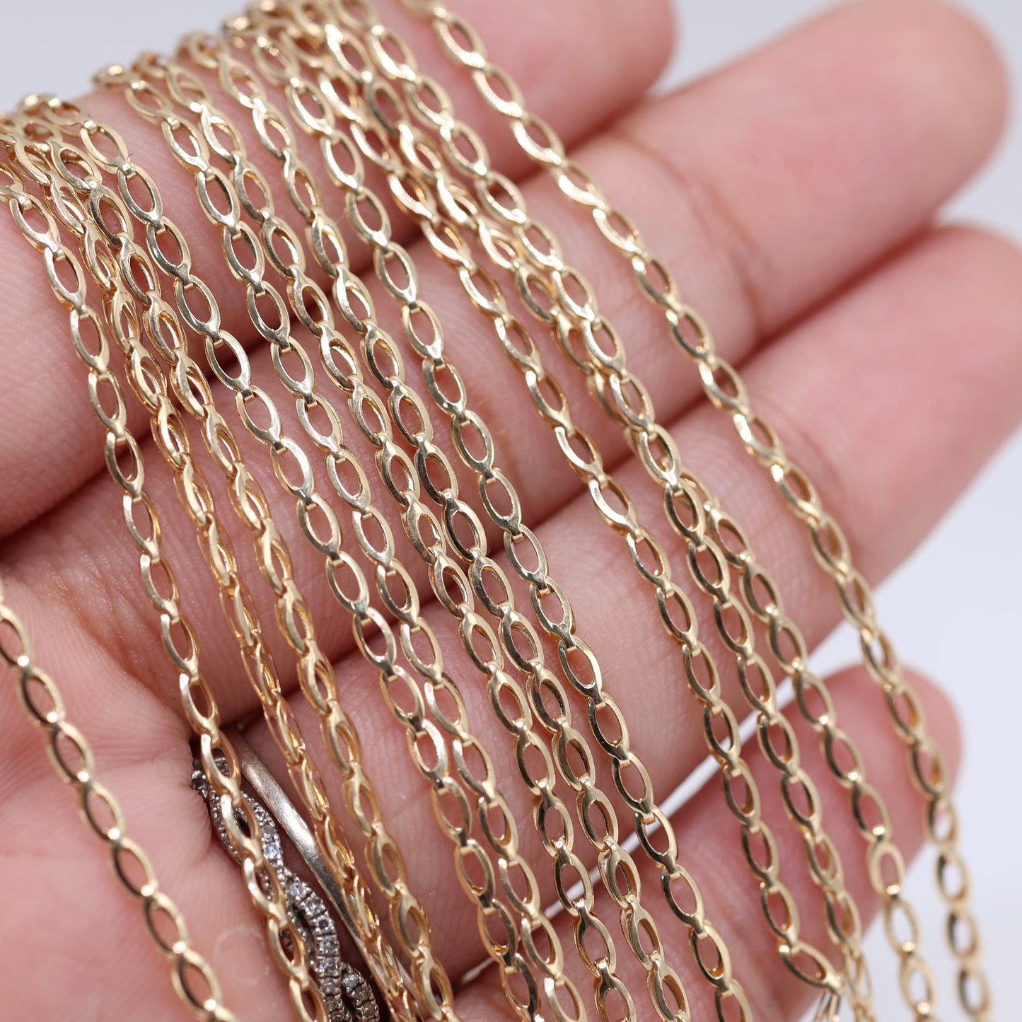 14KT GOLD OVAL LINK NECKLACE 2MM - SEMISOLID