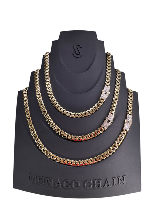 14K Gold Classic Monaco Chain 8mm