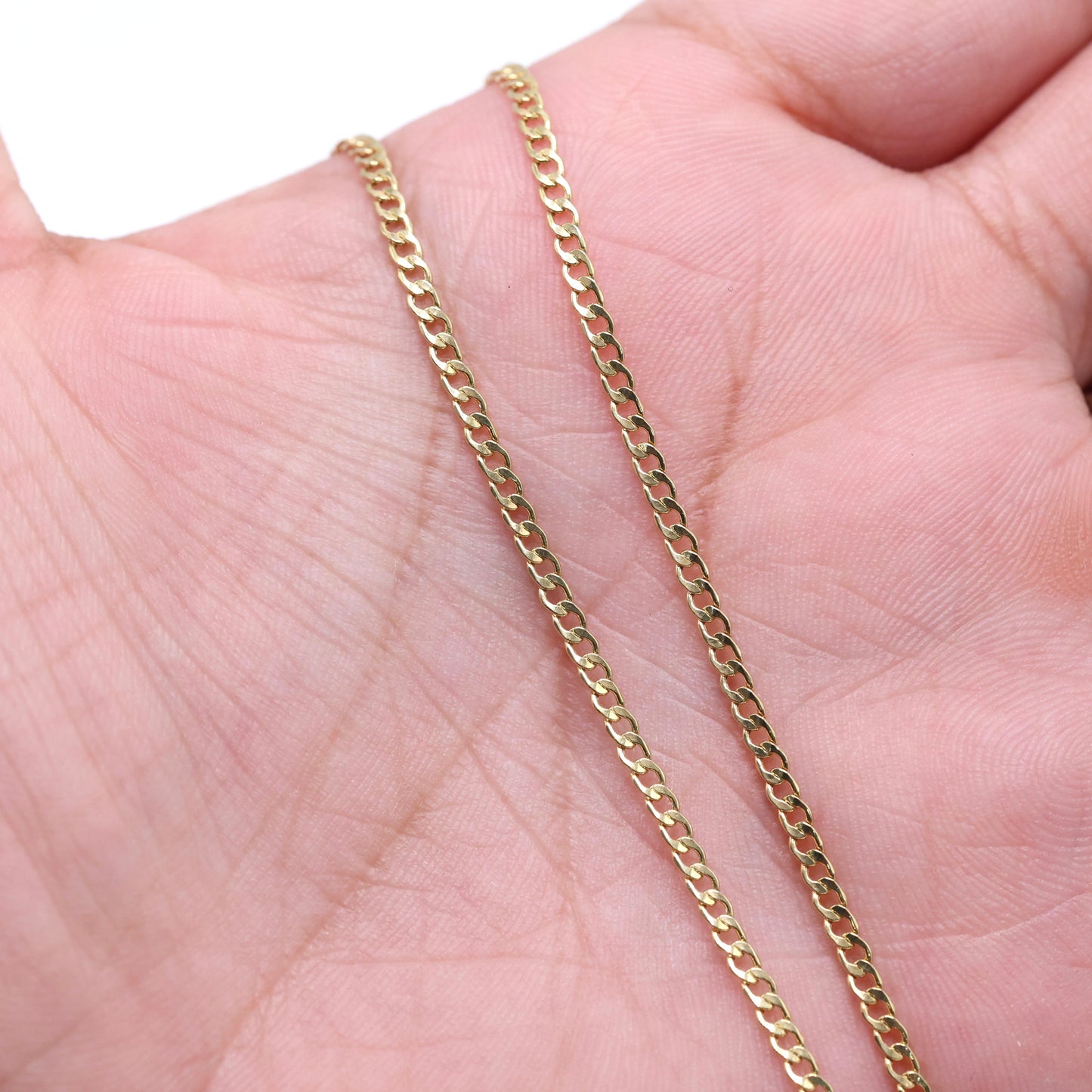 14KT GOLD 2MM SEMISOLID CUBAN CHAIN NECKLACE