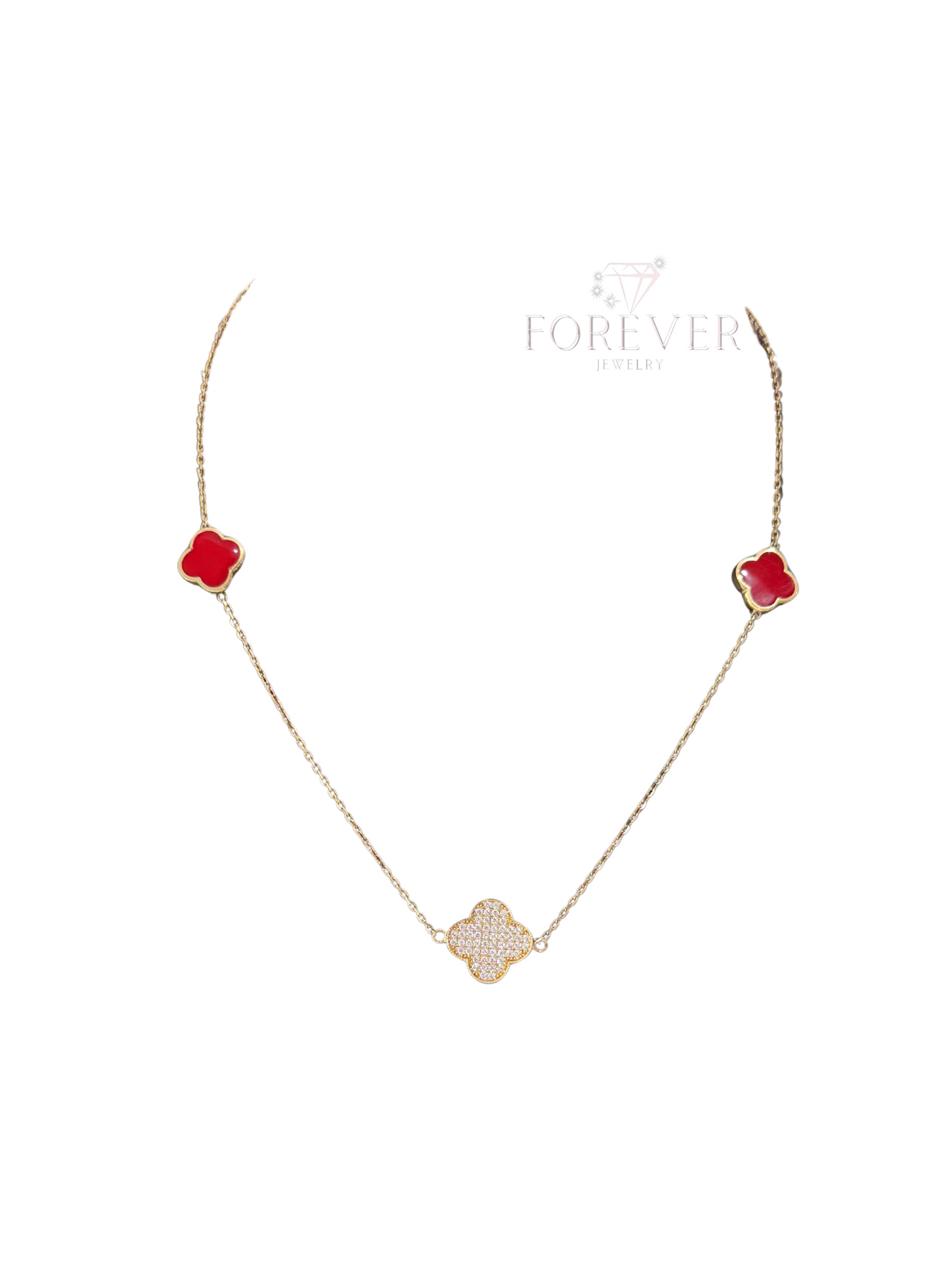 14KT GOLD RED FLOWER NECKLACE
