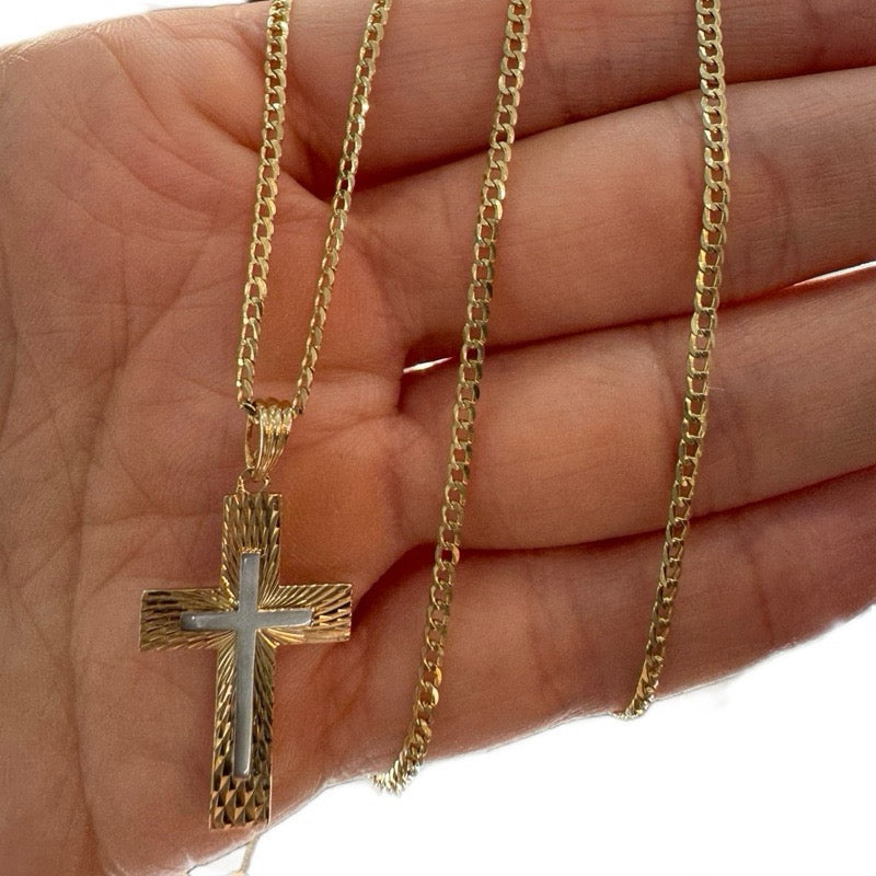 14K Gold Cross with Chain