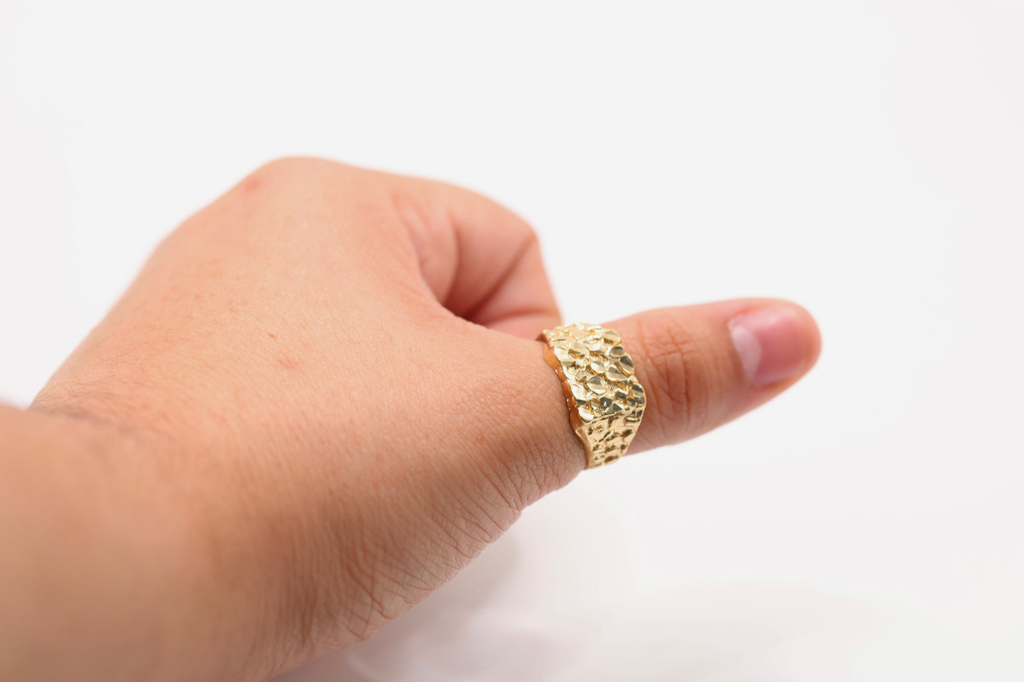 14KT GOLD MEN'S NUGGET RING