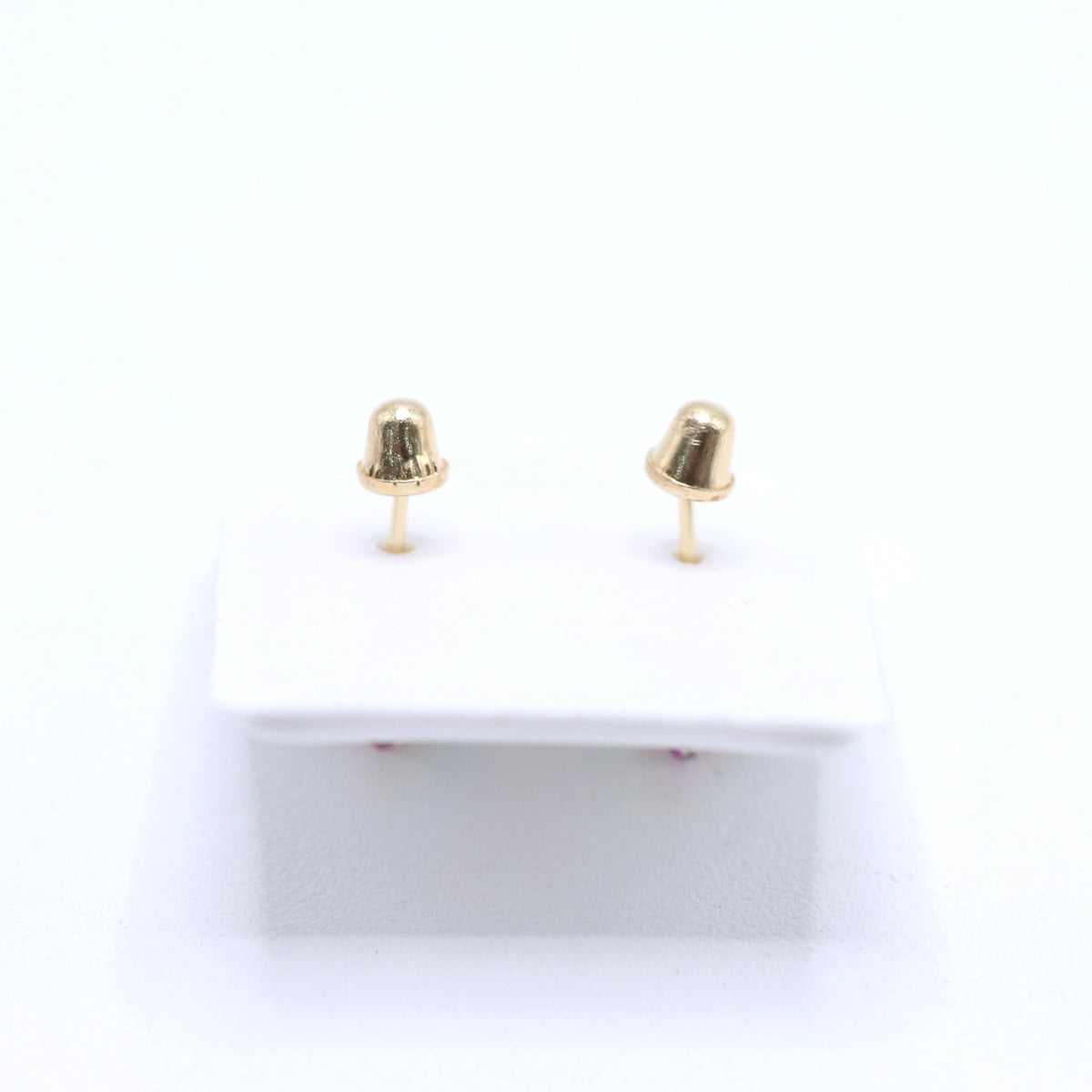 14KT GOLD 3D SQUARE IRIDESCENT SCREW ON BALL EARRING