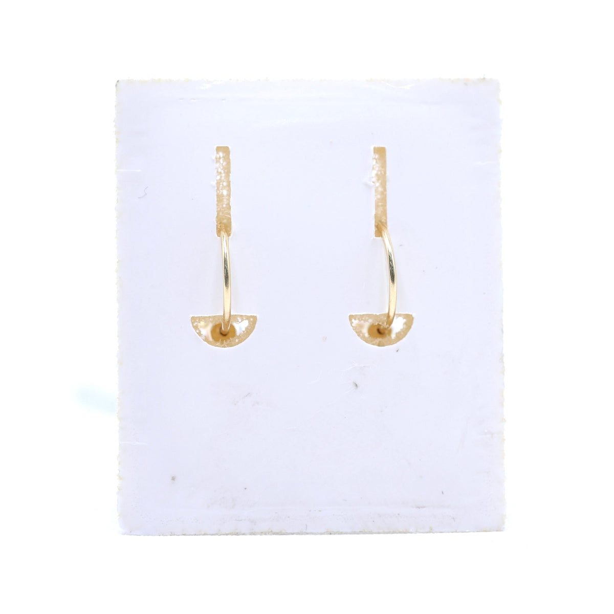 14KT GOLD PINK HEART & ROUND WHITE TELEPHONE EARRINGS