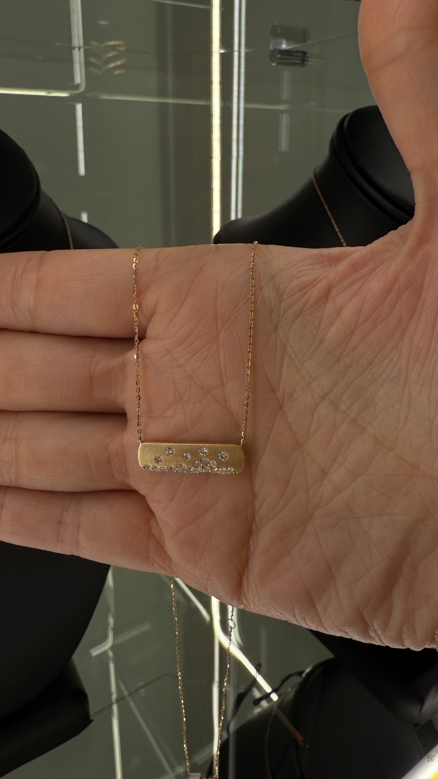 14KT GOLD DIAMOND BAR