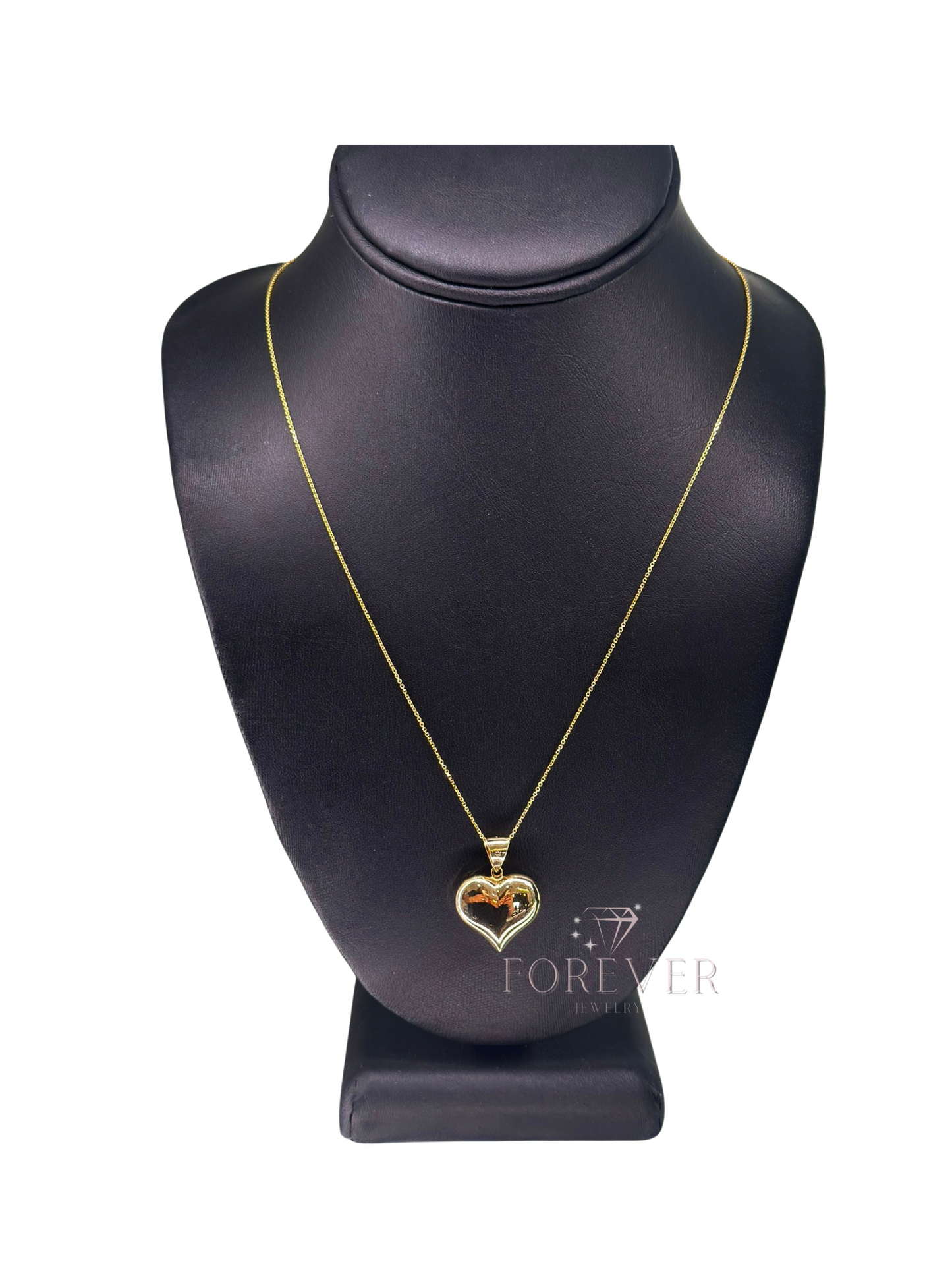 14K GOLD PUFFY HEART NECKLACE