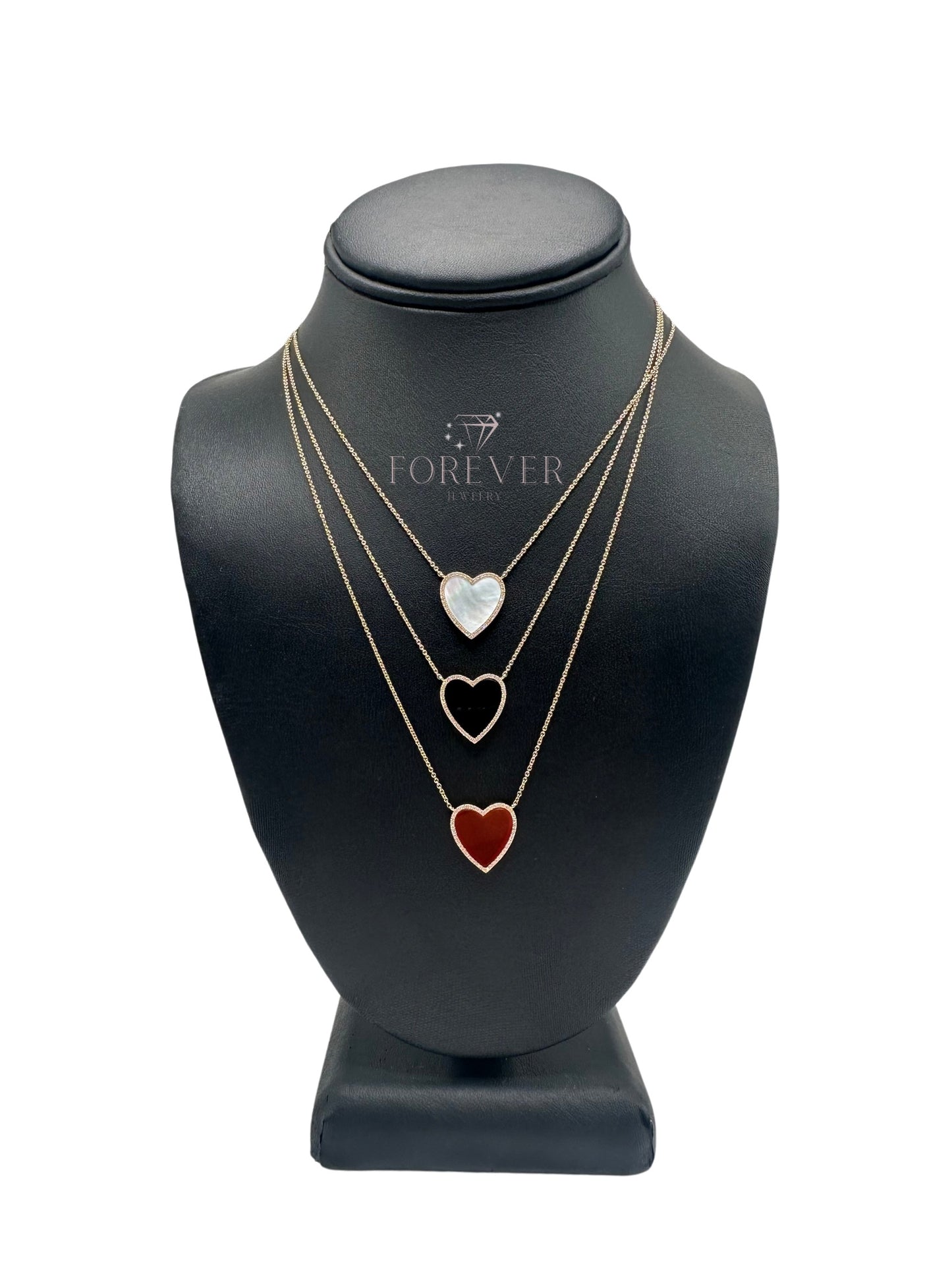 14K DIAMOND MOTHER OF PEARL HEART PENDANT