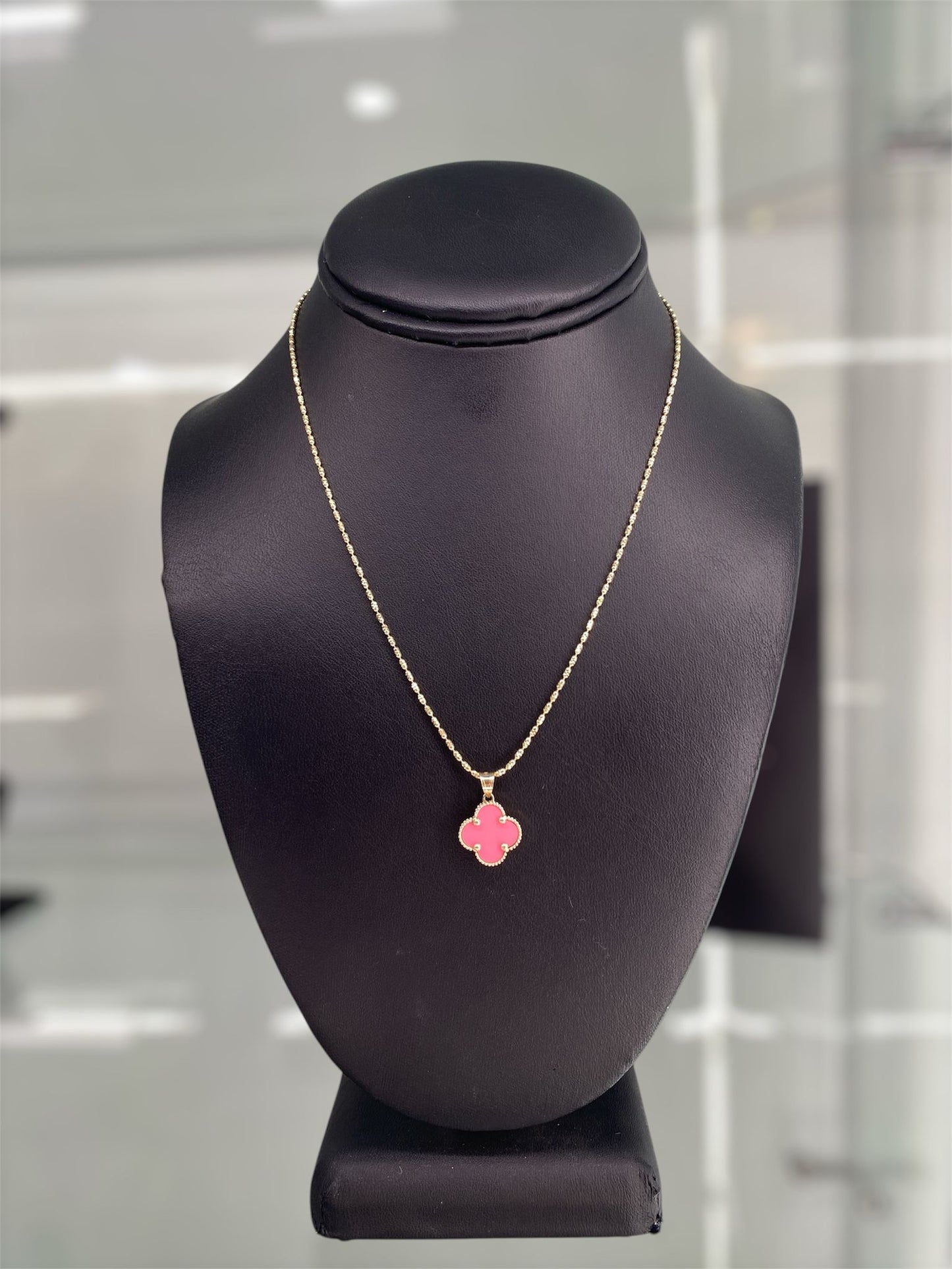 14K SET PINK FLOWER