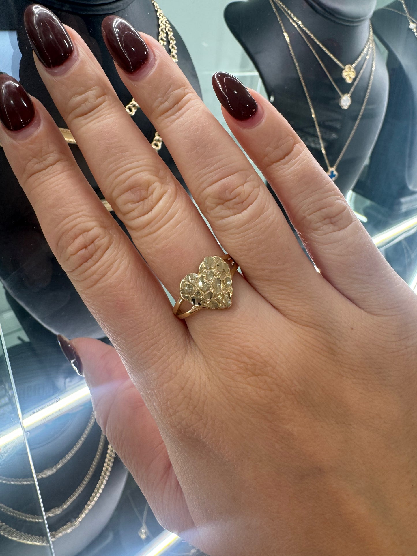 14K HEART NUGGET RING