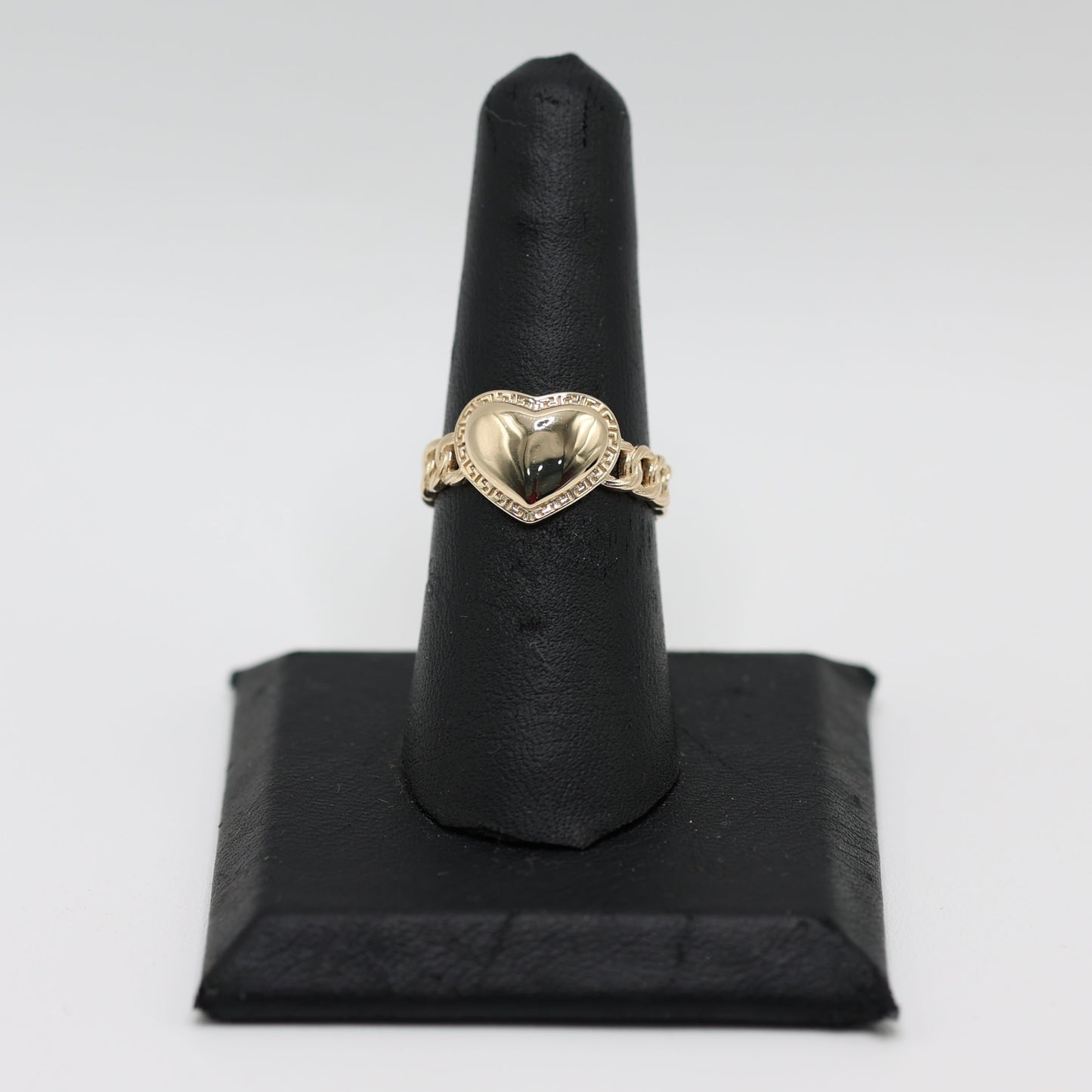 14KT GOLD HEART PLAQUE RING - FREE LASER ENGRAVING