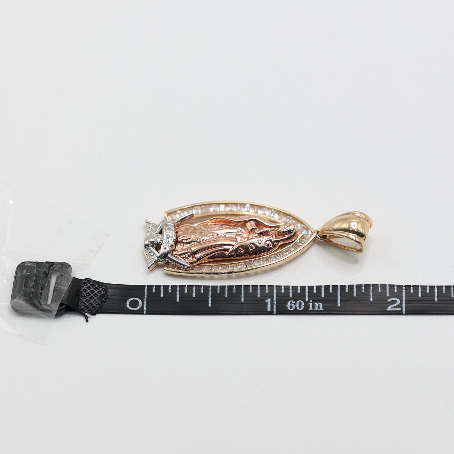 14KT GOLD 3 TONE VIRGIN MARY FIGURE PENDANT