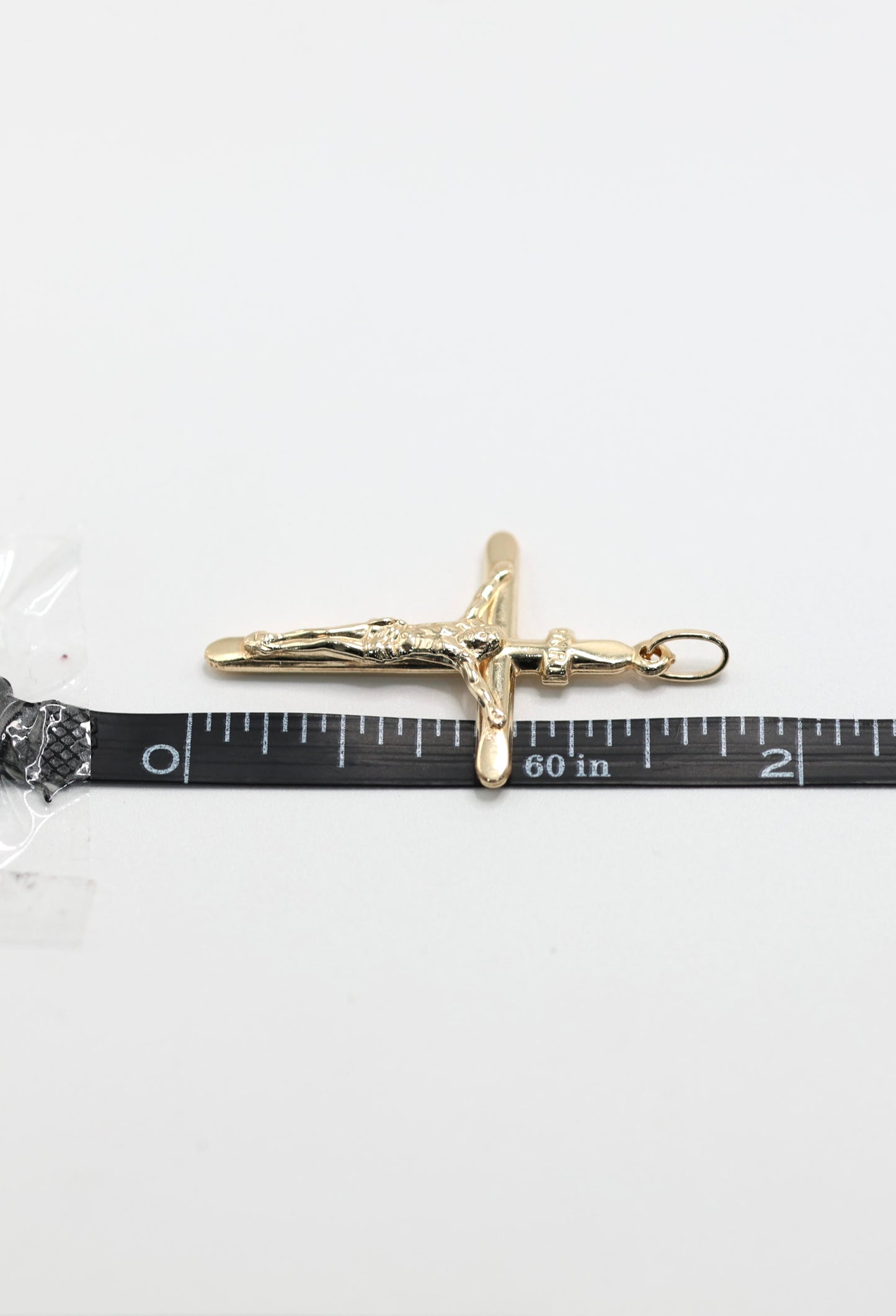 14KT GOLD CROSS PENDANT WITH 18' ROPE CHAIN NECKLACE SET