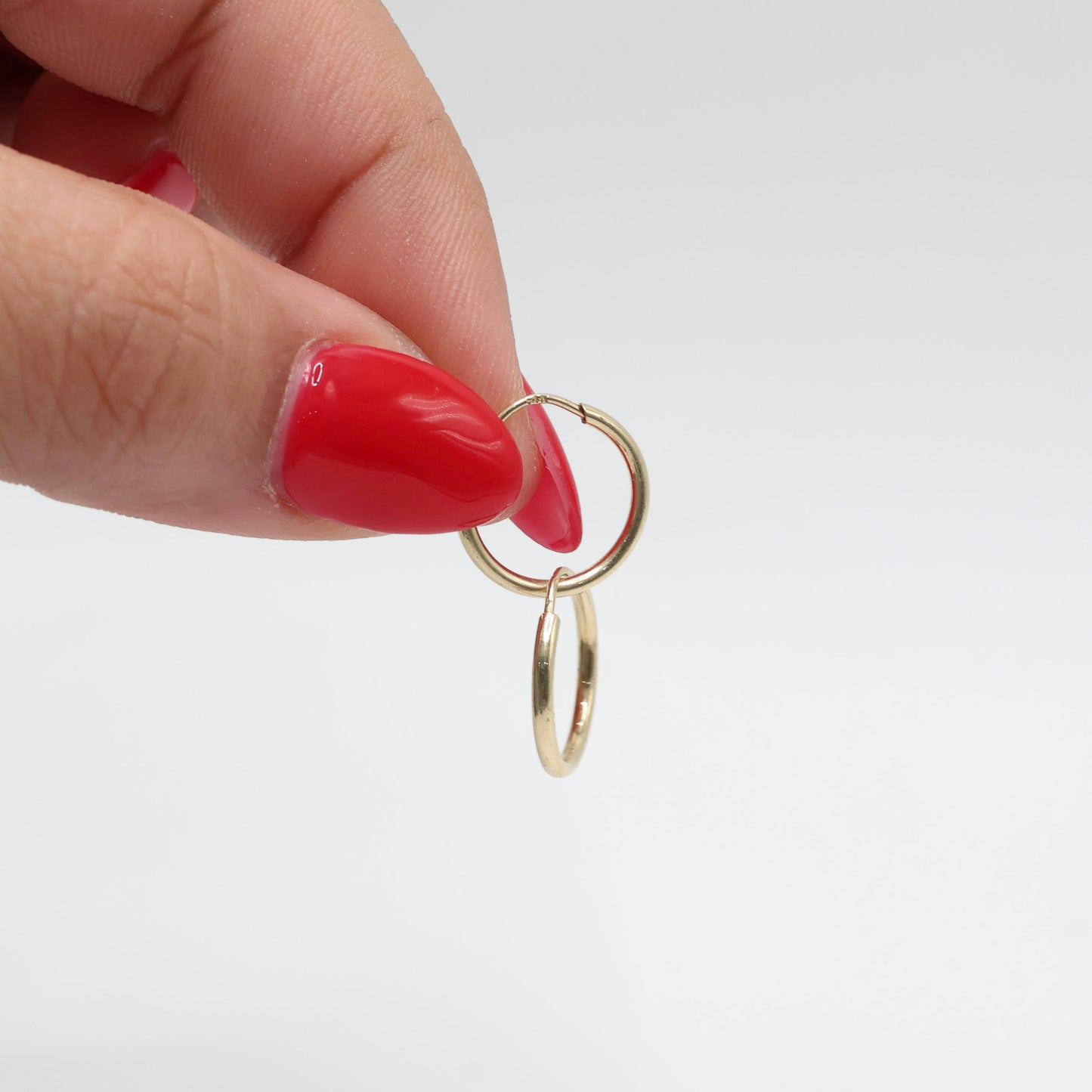 14KT GOLD MINI HOOPS SIMPLE 14MM