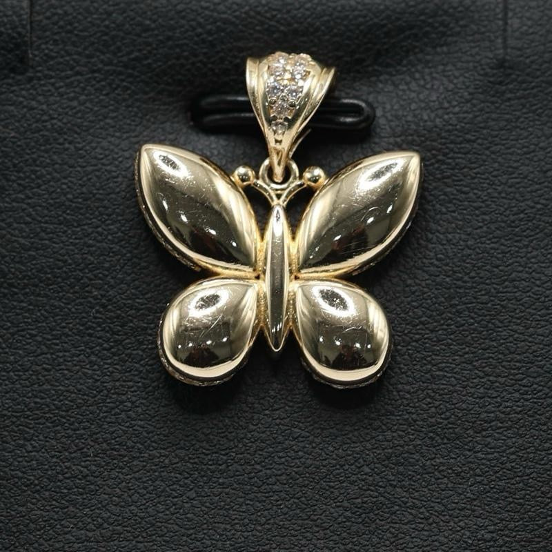 14KT GOLD BUTTERFLY PENDANT WITH CUBIC ZIRCONIA STONES