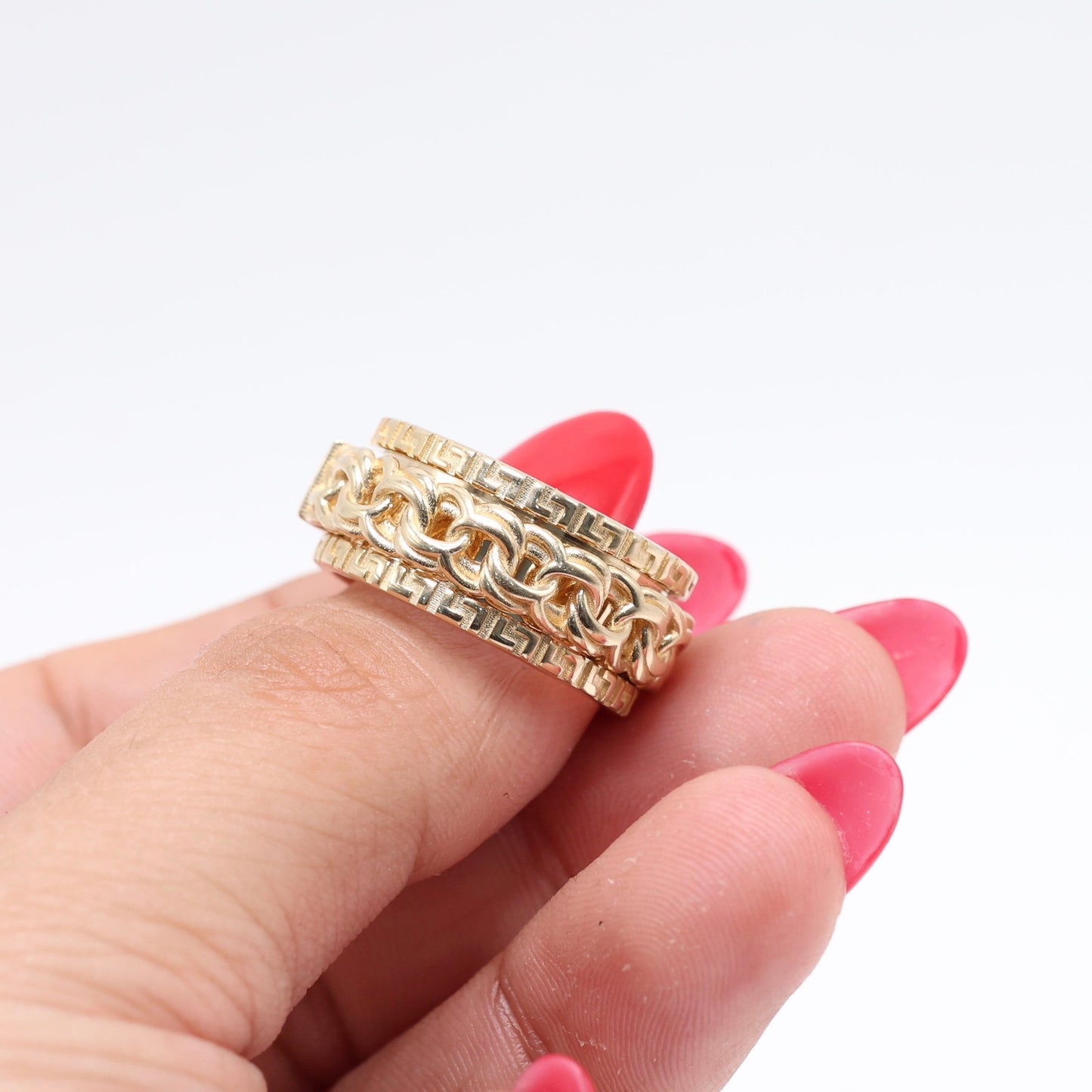 14KT GOLD SPINNING RING WITH FREE LASER ENGRAVING