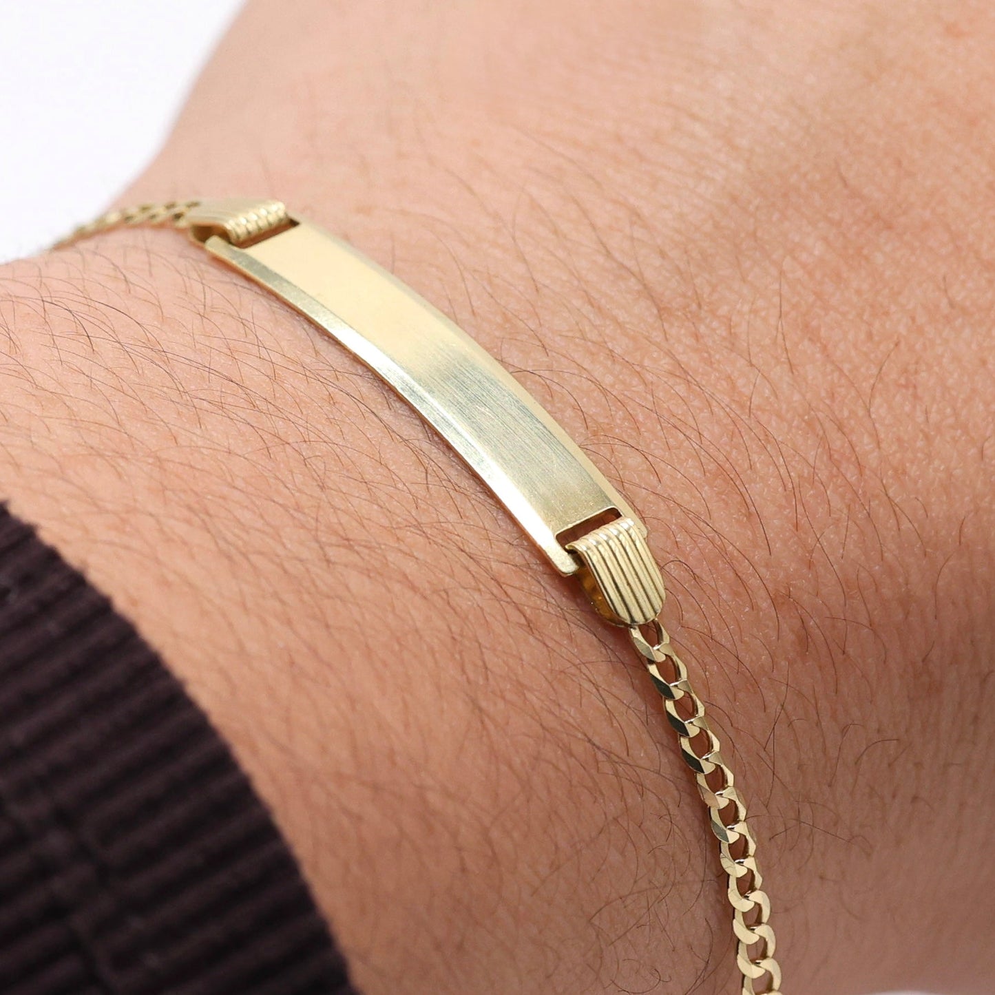14KT GOLD KIDS CUBAN PLAQUE BRACELET SIZE 6