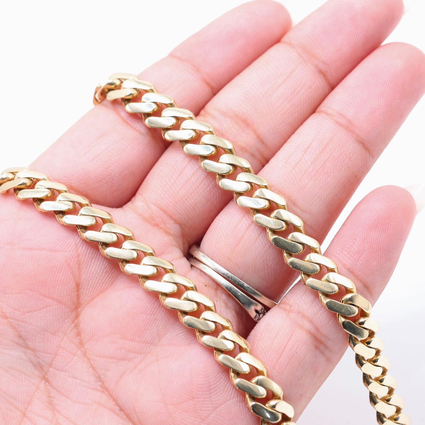 14KT GOLD 8MM MONACO CHAIN NECKLACE CLASSIC - SIZE 22