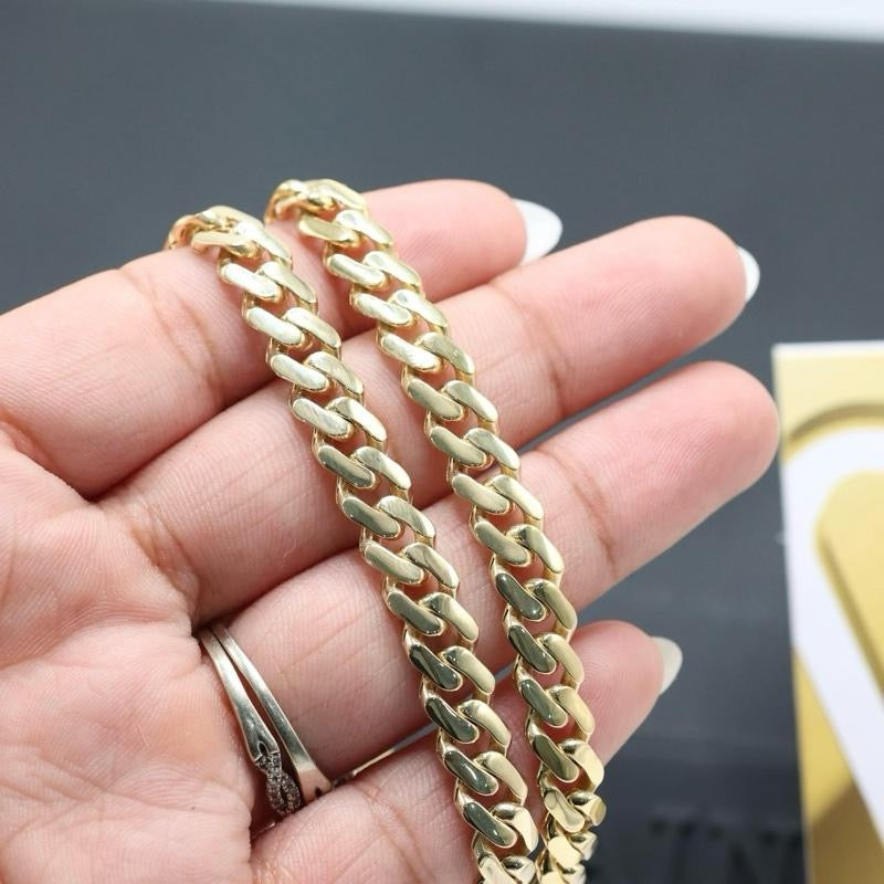 14KT GOLD 8MM MONACO CHAIN CLASSIC BRACELET CERTIFIED - PAVE LOCK