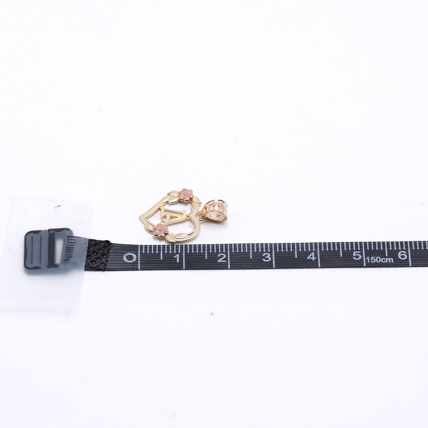 14KT GOLD HEART LETTERS A-Z WITH FLOWERS