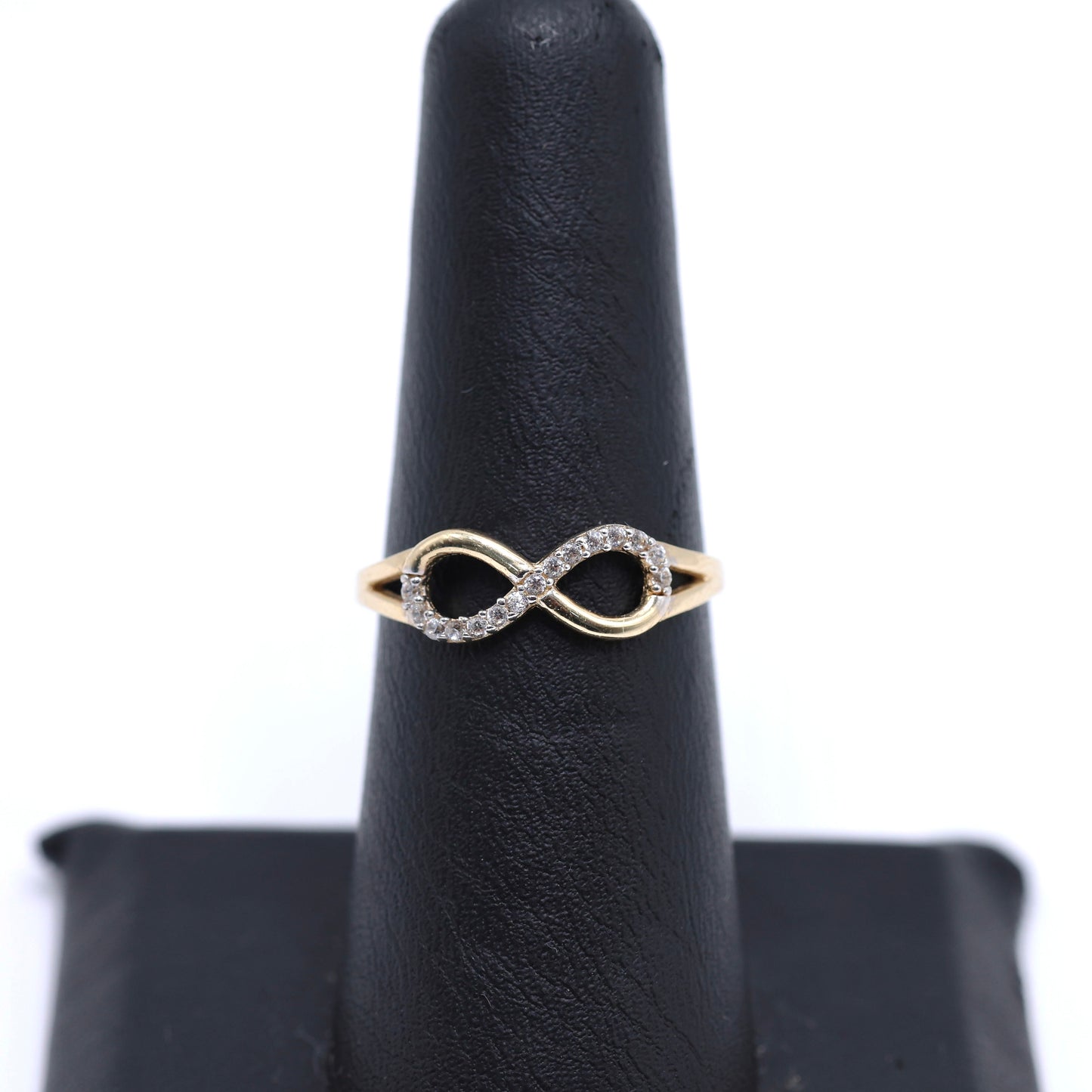 14KT GOLD CUBIC ZIRCONIA INFINITY RING
