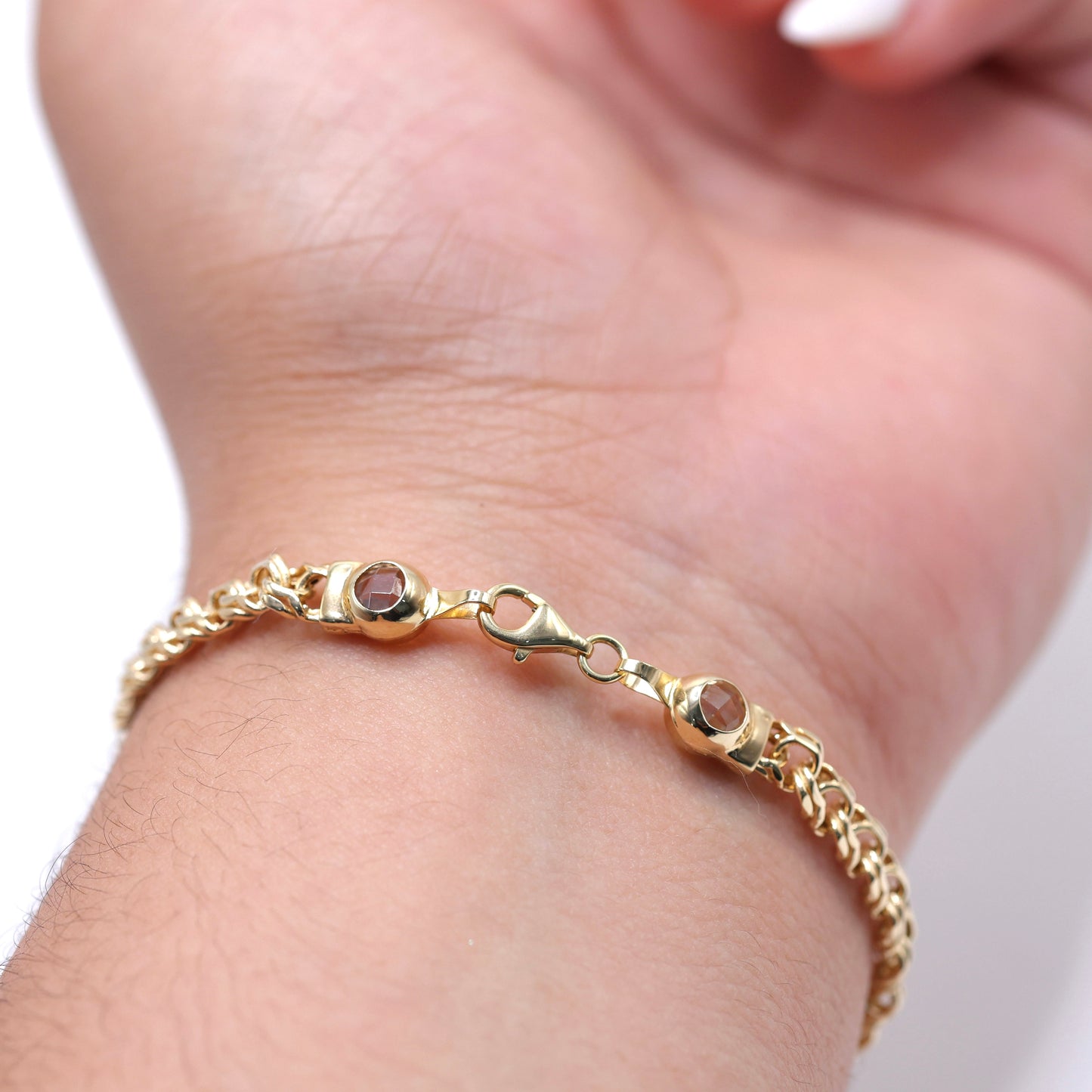 14KT GOLD 3 CZ BUTTERFLIES CHINO LINK BRACELET 5MM - SEMISOLID
