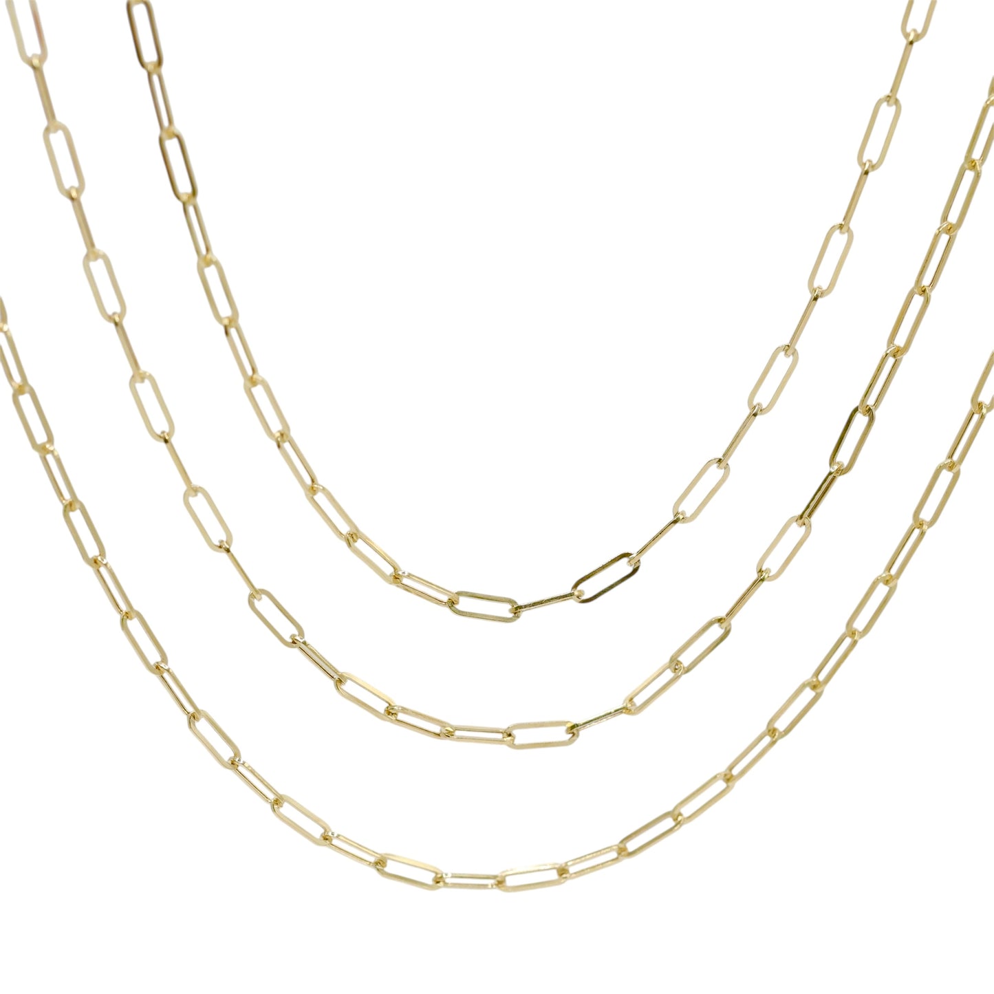 14KT GOLD 3MM PAPERCLIP CHAIN SEMISOLID