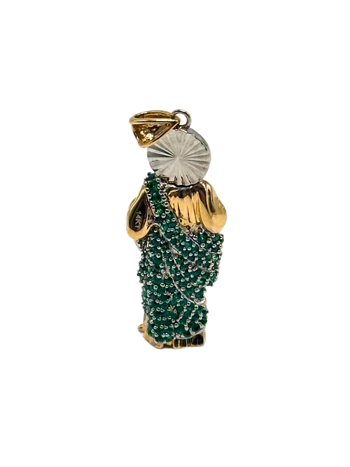14K GOLD SAN JUDAS PENDANT 30MM (3D)
