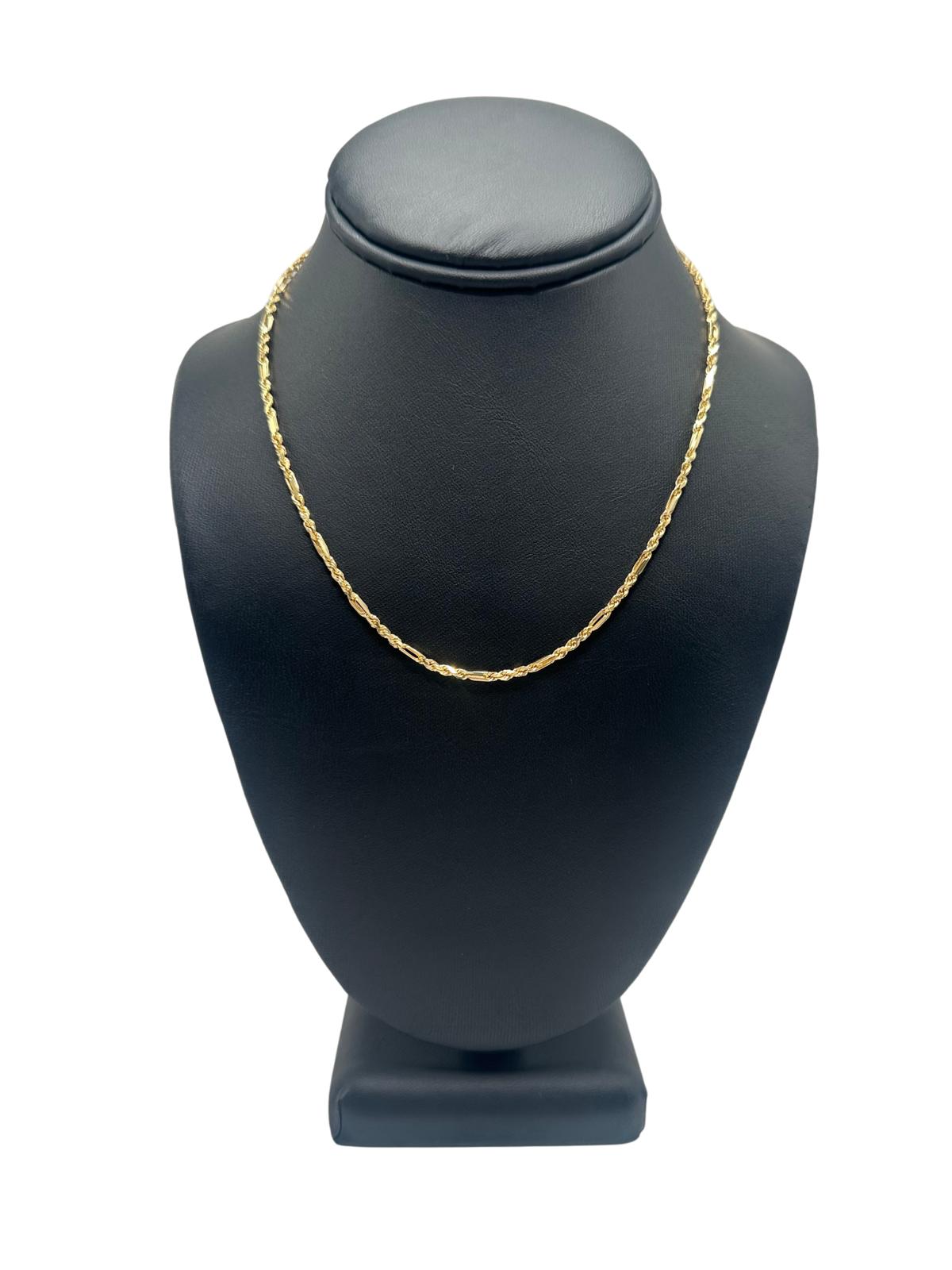14K GOLD SOLID FIGAROPE CHAIN 16''