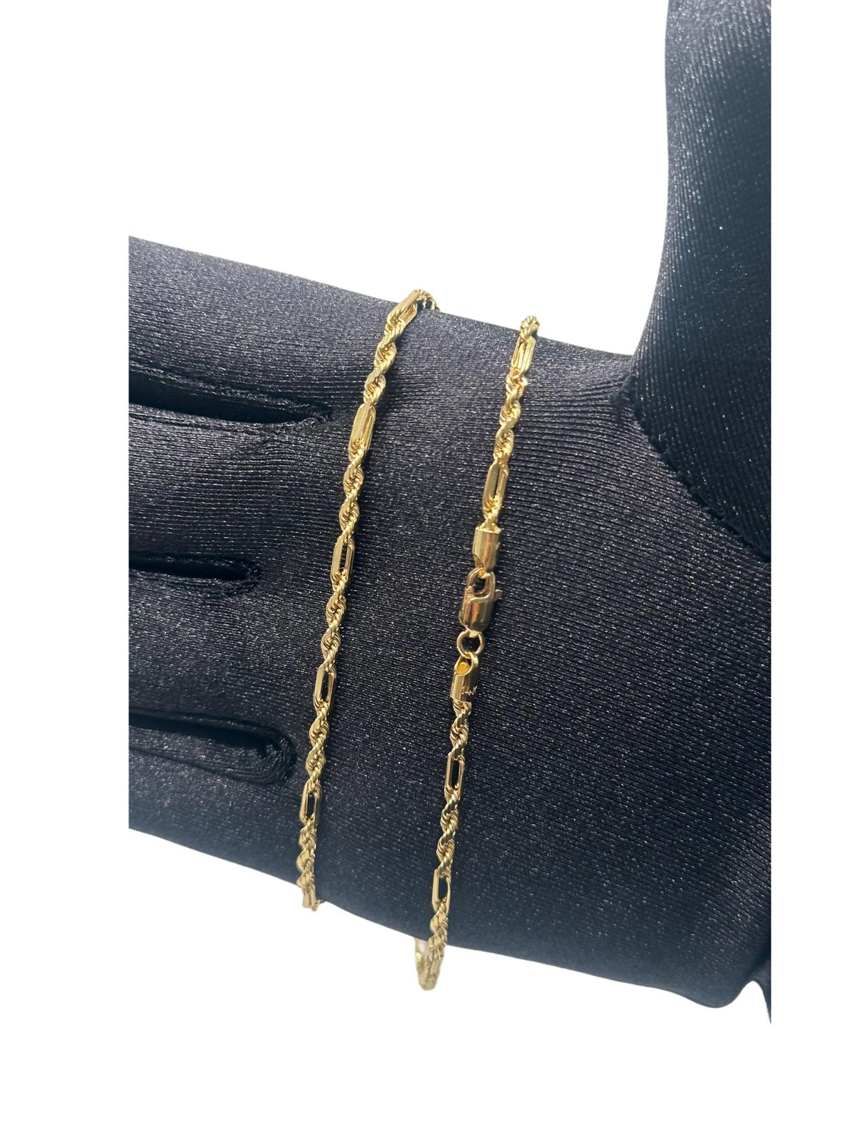 14K GOLD SOLID FIGAROPE CHAIN 16''