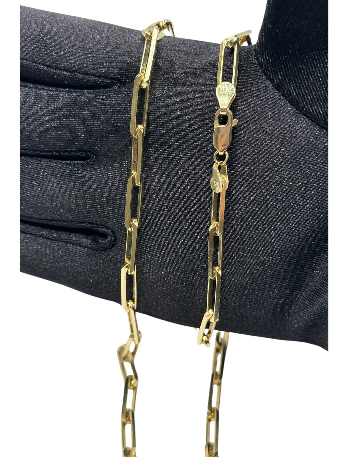 14K GOLD SOLID PAPERCLIP CHAIN 22''