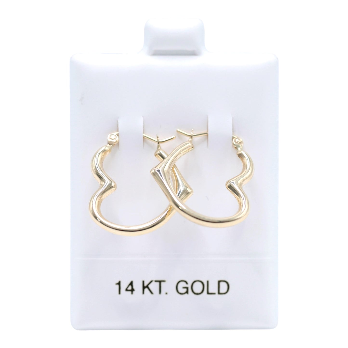 14KT GOLD OPEN HEART HOOPS PUFFY SEMISOLID - AVAILABLE IN 3 SIZES