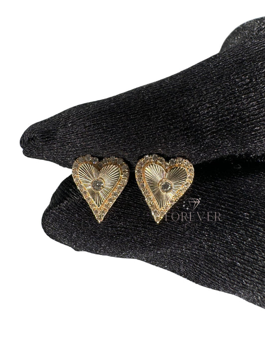 14K DIAMOND GOLD HEART EARRINGS