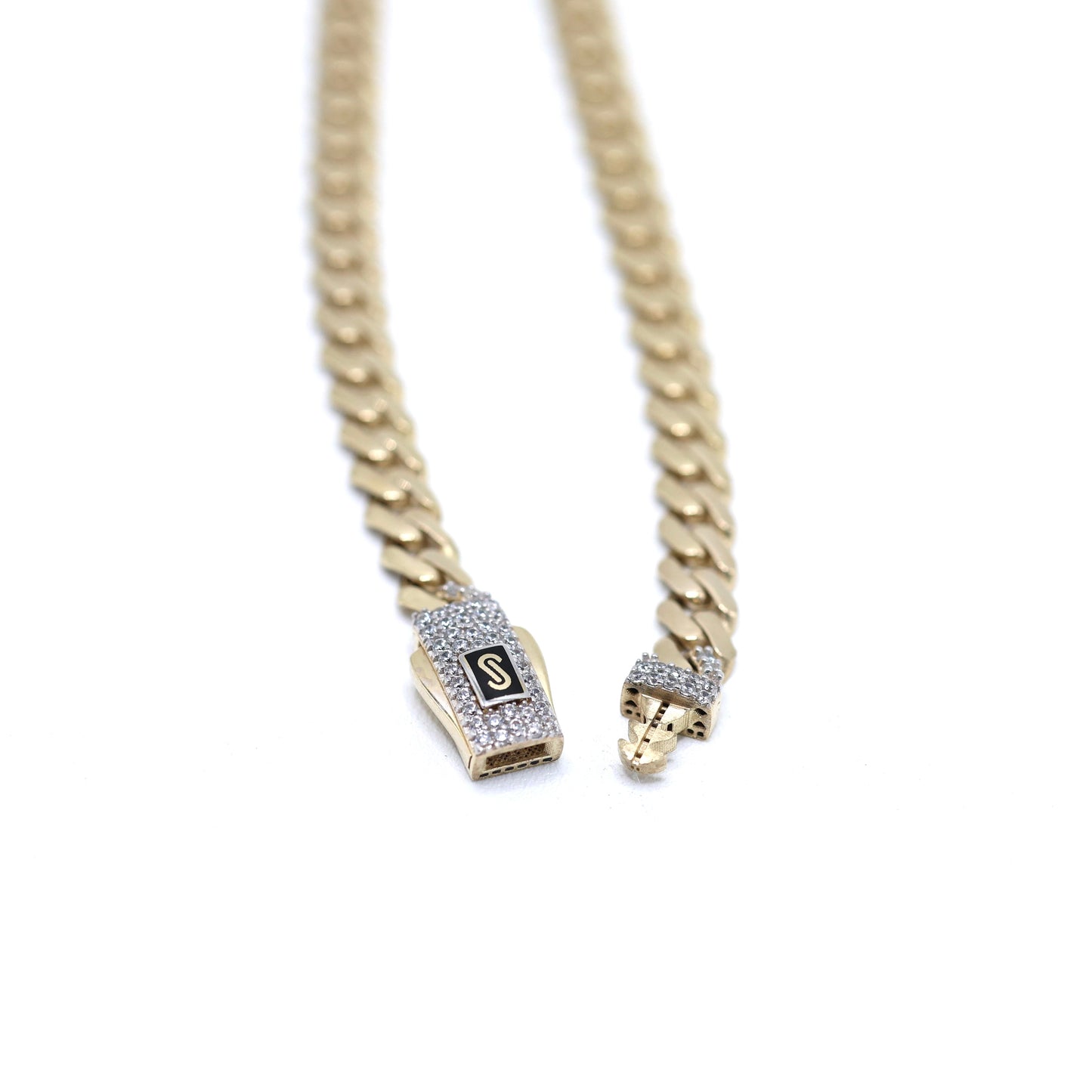 10KT MONACO CHAIN CLASSIC BRACELET - 5MM PAVE LOCK CERTIFIED