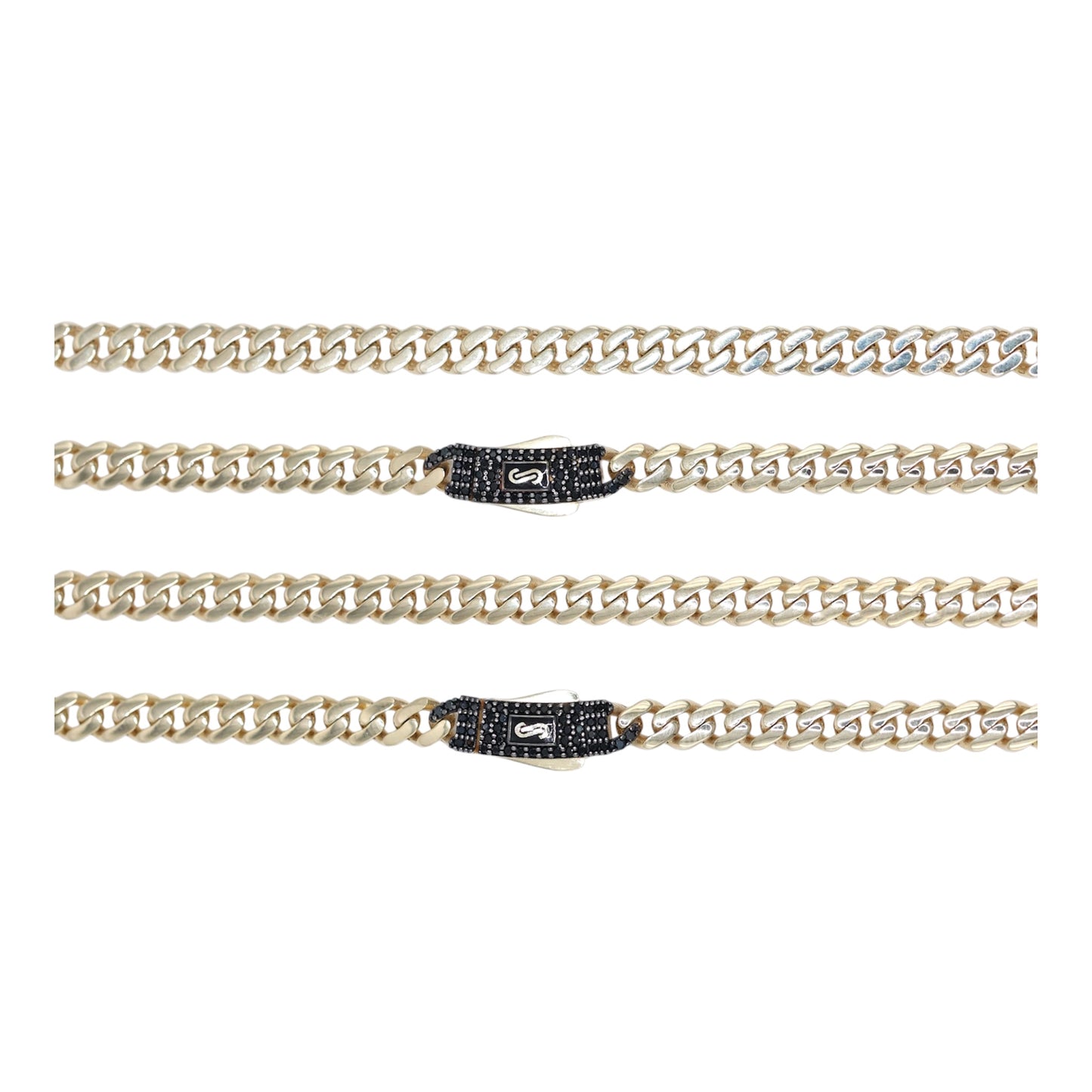 14KT GOLD MONACO CHAIN BLACK EDITION 5MM NECKLACE - CERTIFIED PAVE STONE