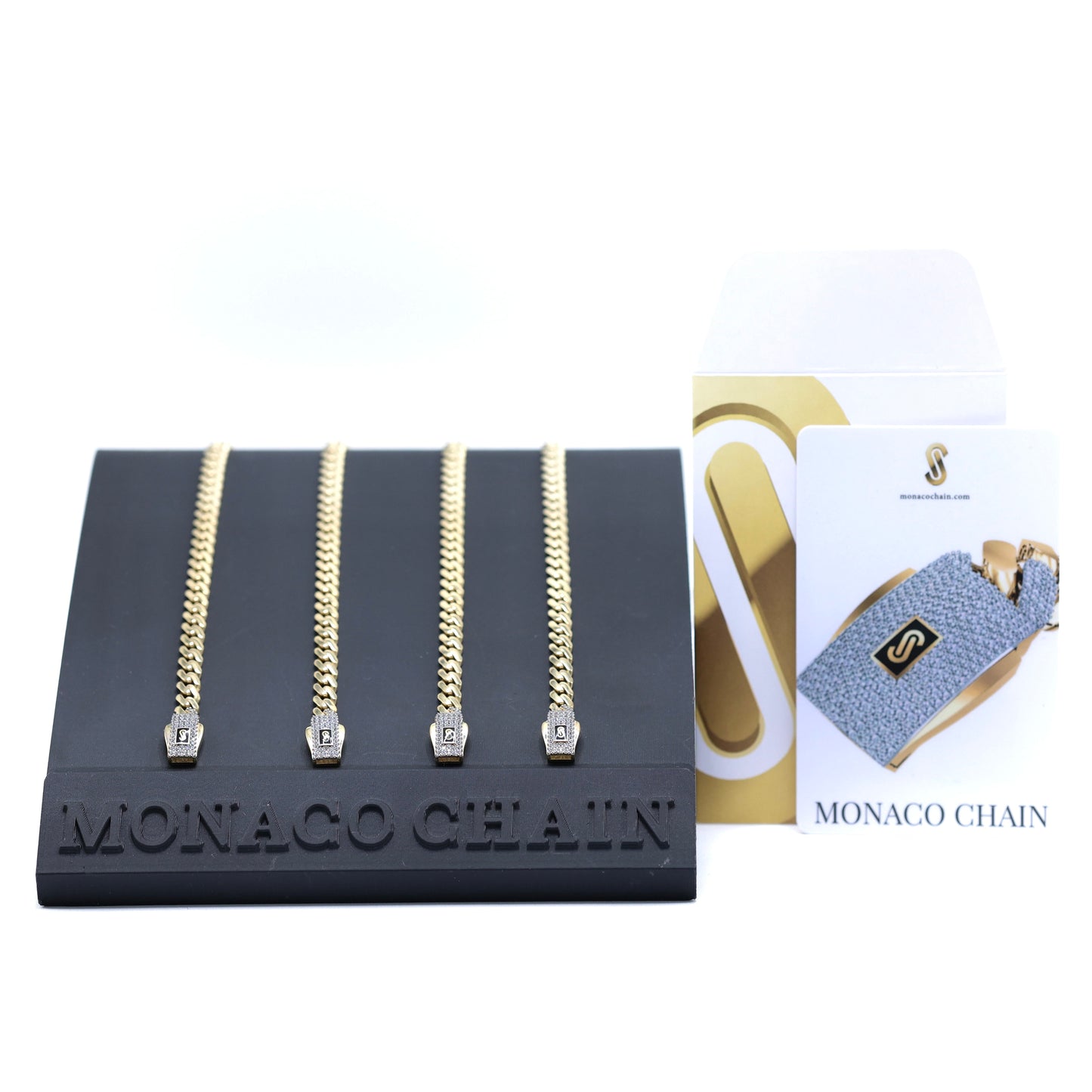 10KT MONACO CHAIN CLASSIC BRACELET - 5MM PAVE LOCK CERTIFIED