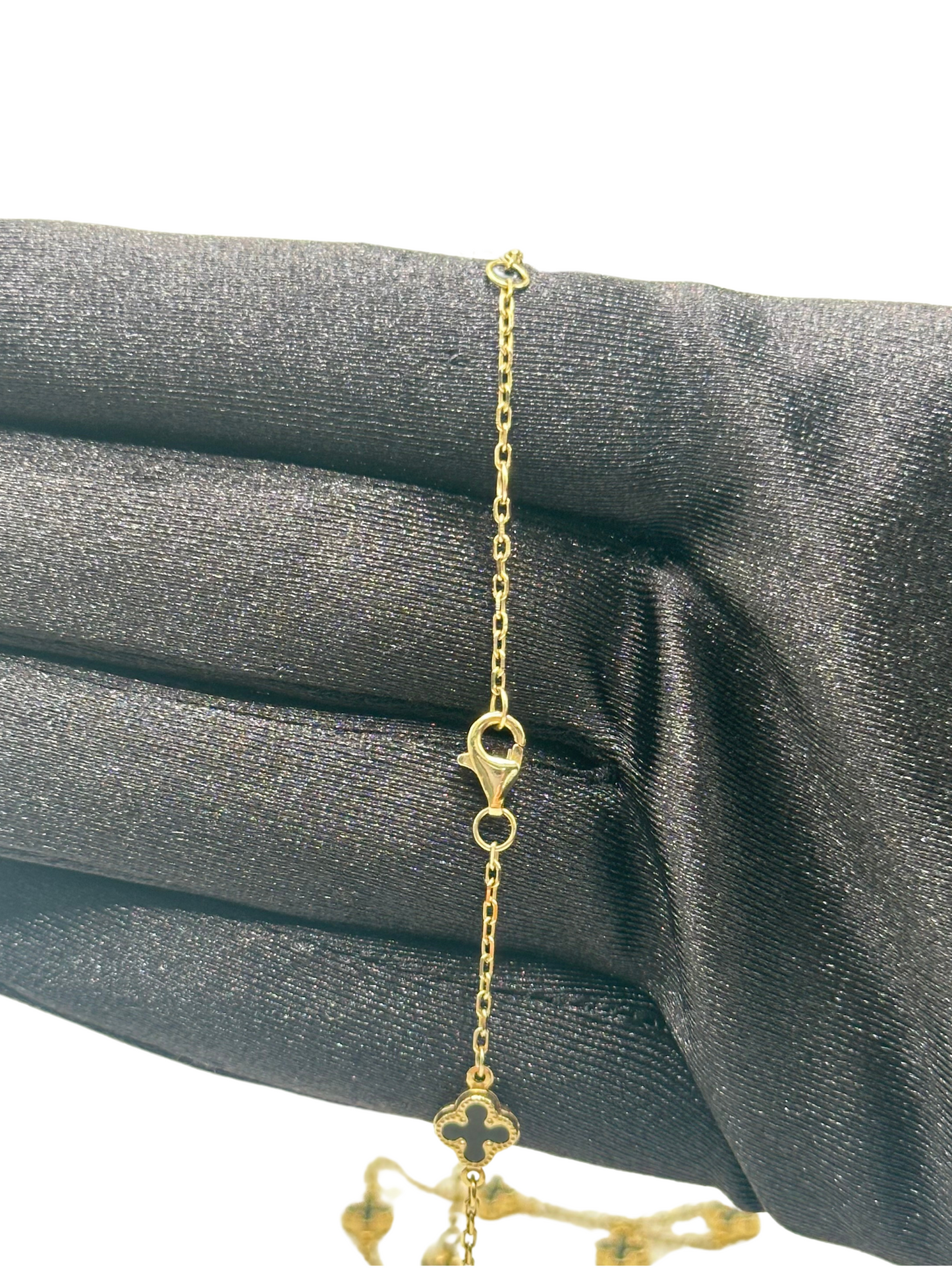 14KT SMALL BLACK FLOWER NECKLACE