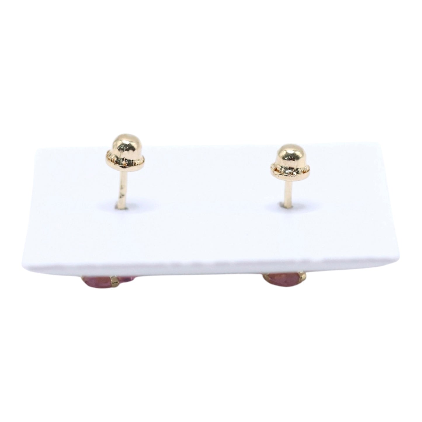 14KT GOLD CUBIC ZIRCONIA HEART STUD EARRINGS WHITE, PINK OR FUSHIA