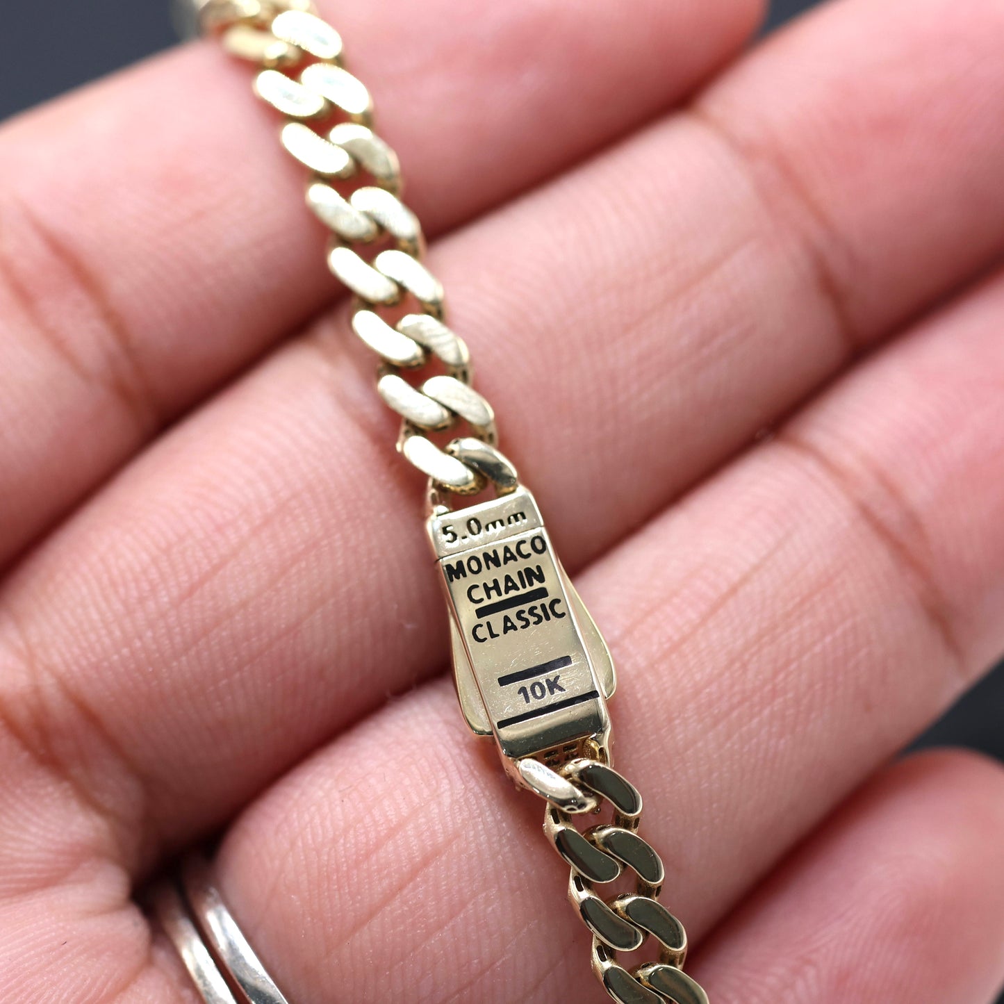 10KT MONACO CHAIN CLASSIC BRACELET - 5MM PAVE LOCK CERTIFIED