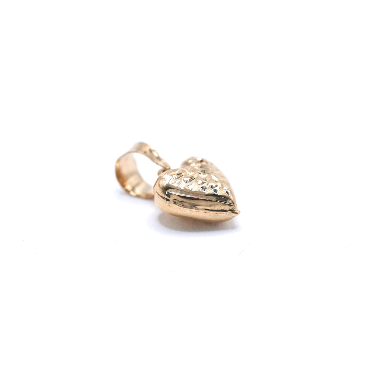 14KT GOLD 3D TEXTURED HEART PENDANT SEMISOLID SMALL PENDANT