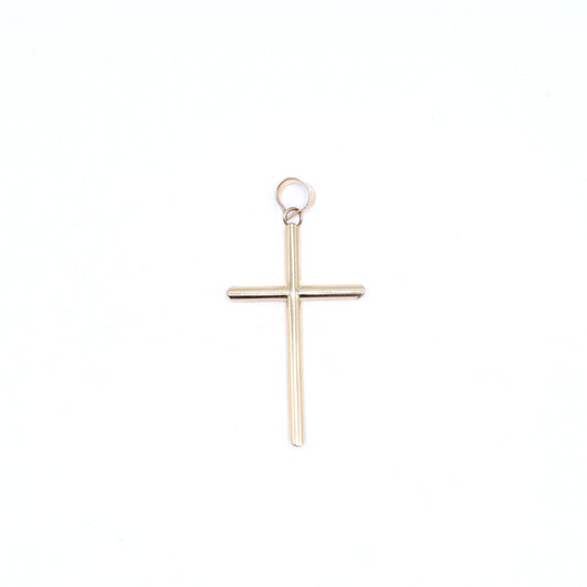 14KT GOLD SIMPLE CROSS NECKLACE PENDANT - 2 SIZES AVAILABLE