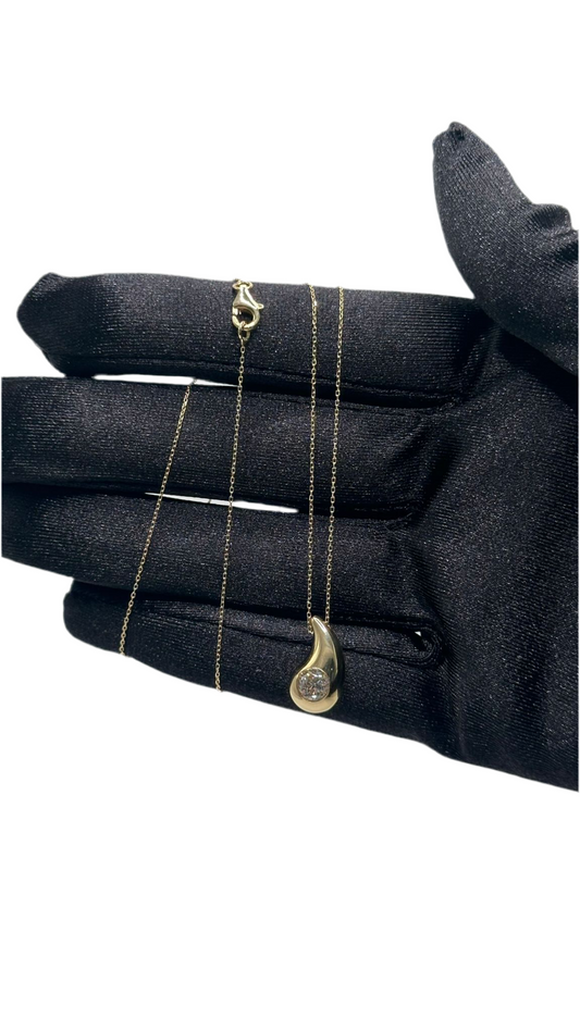 14KT SMALL DROP NECKLACE W/ CHAIN