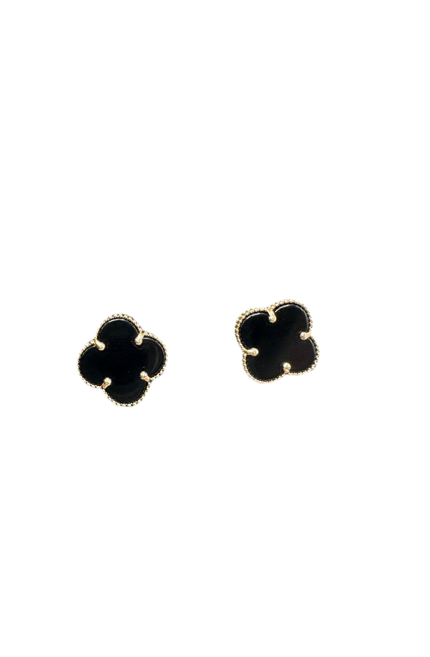 14K GOLD BLACK FLOWER EARRINGS