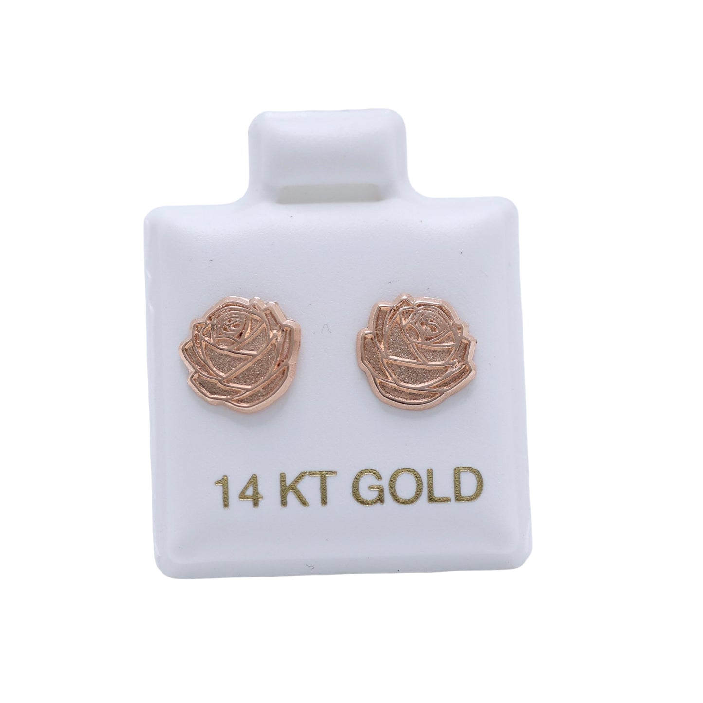14KT GOLD ROSE TONE ROSE FLOWER EARRINGS SCREW ON BALL EARRINGS