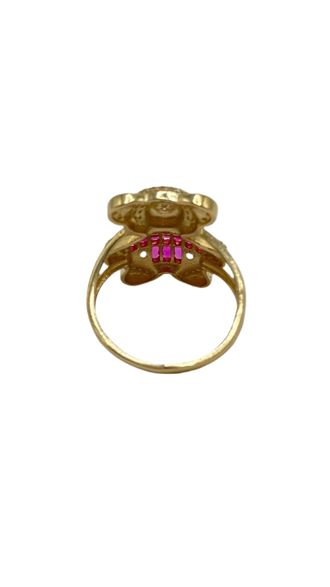 14K GOLD FUCHSIA BEAR RING