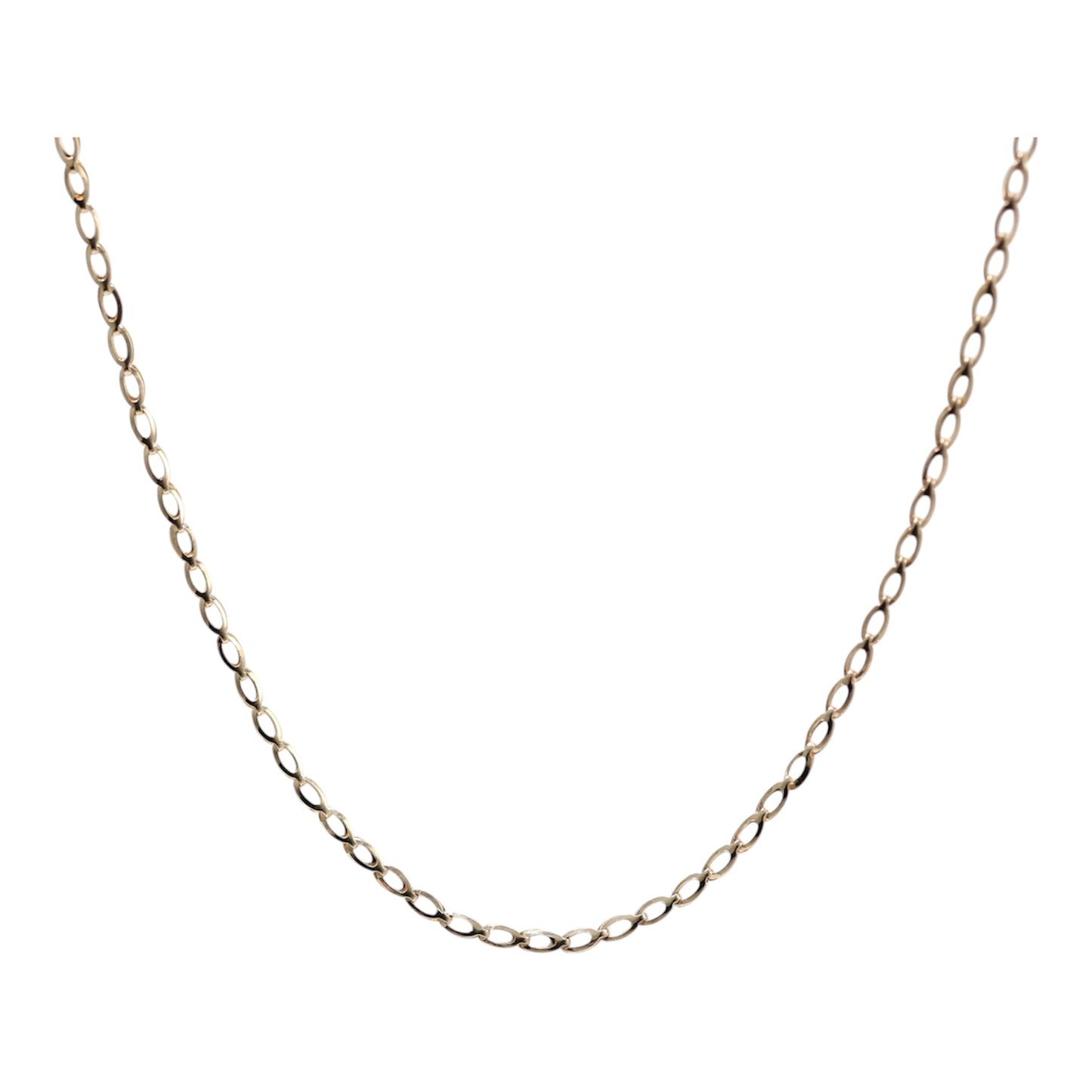 14KT GOLD OVAL LINK NECKLACE 2MM - SEMISOLID