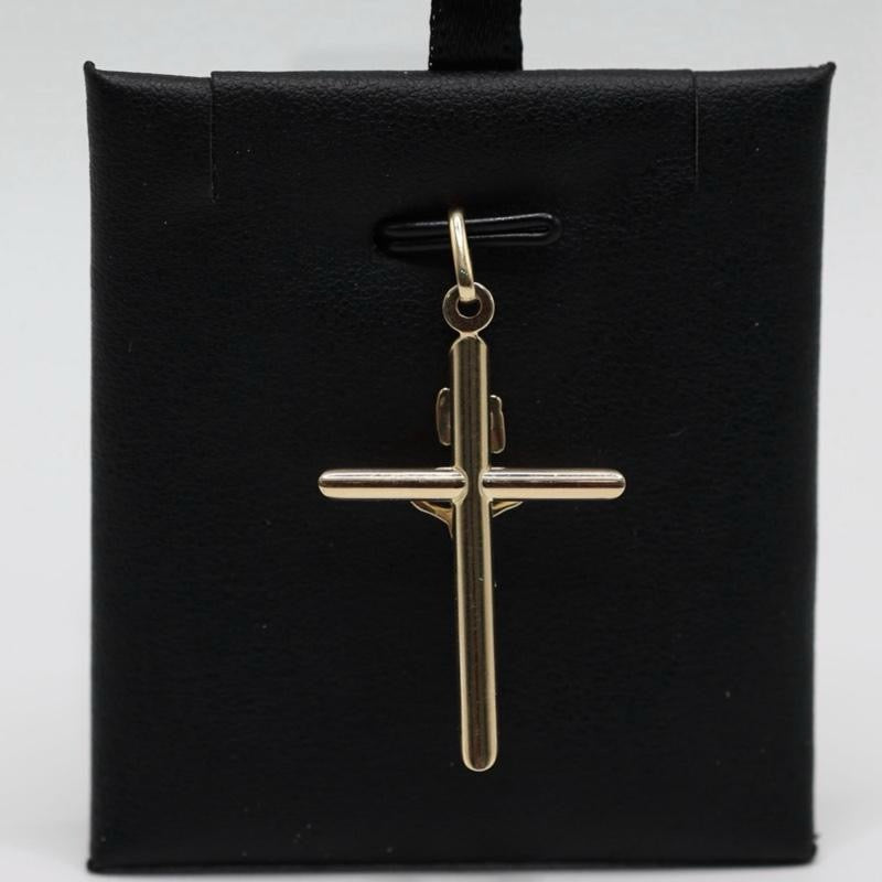 14KT GOLD CRUCIFIX CROSS PENDANT 1 COLOR - 35MM SEMISOLID