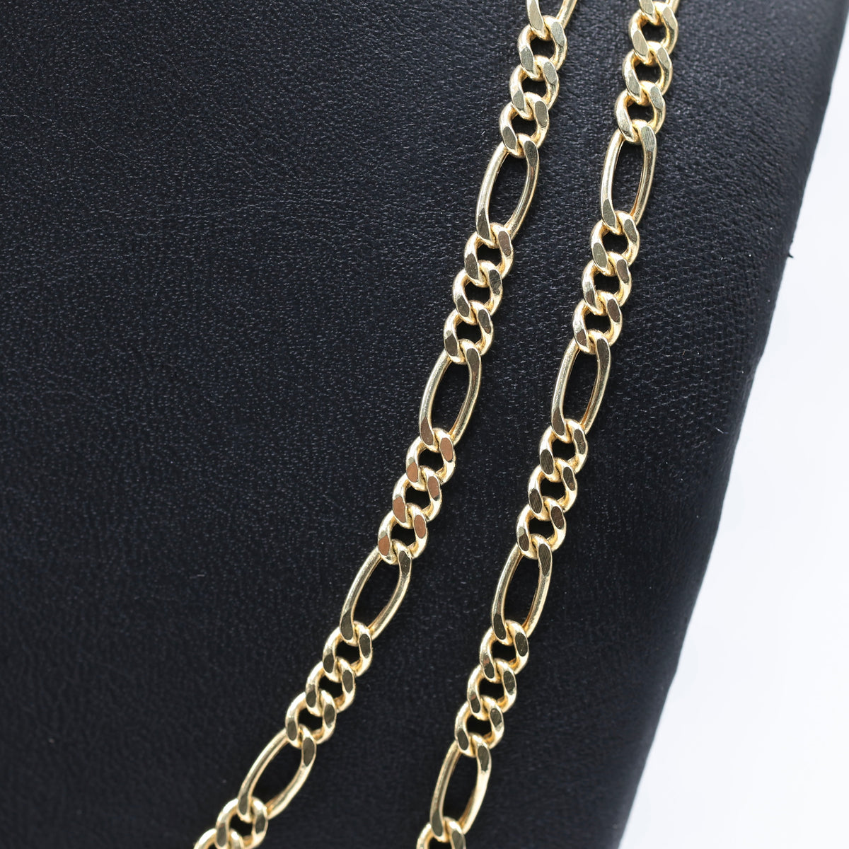 14KT GOLD FIGARO NECKLACE 4MM SEMISOLID SIZE 22"