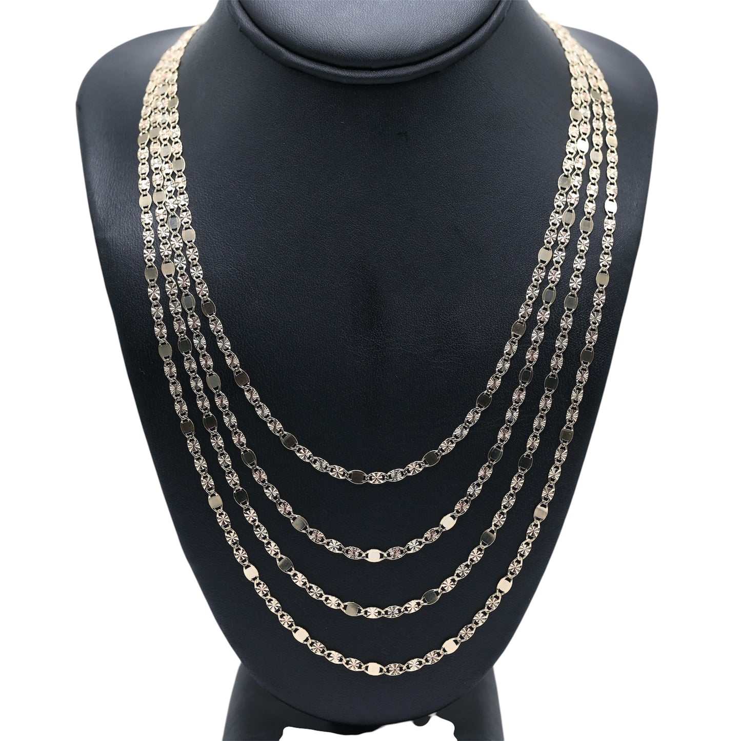 14KT GOLD ESPEJO NECKLACE 3 TONE 3.5MM - SOLID