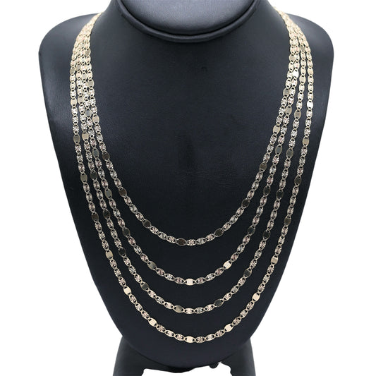 14KT GOLD ESPEJO NECKLACE 3 TONE 3.5MM - SOLID